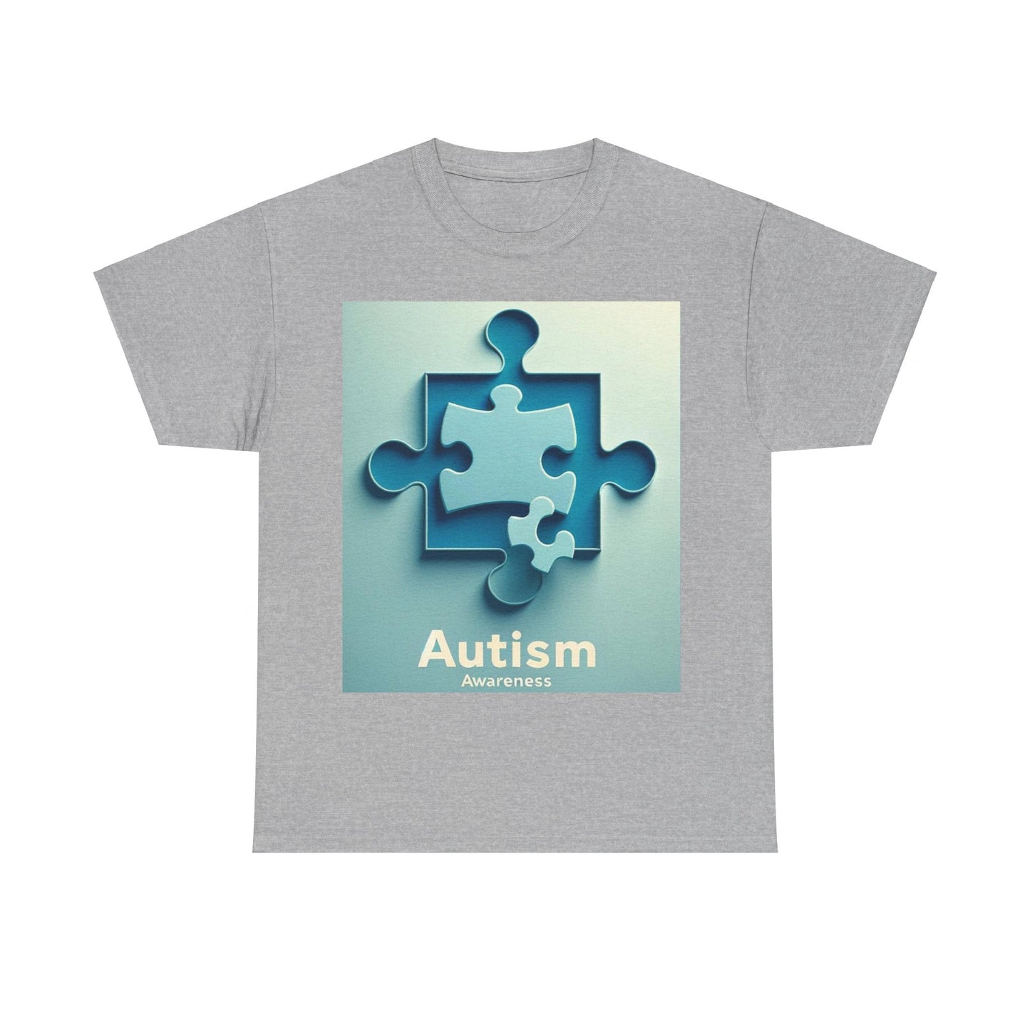 3D Puzzle Piece Autism Awareness Unisex Heavy Cotton Tee