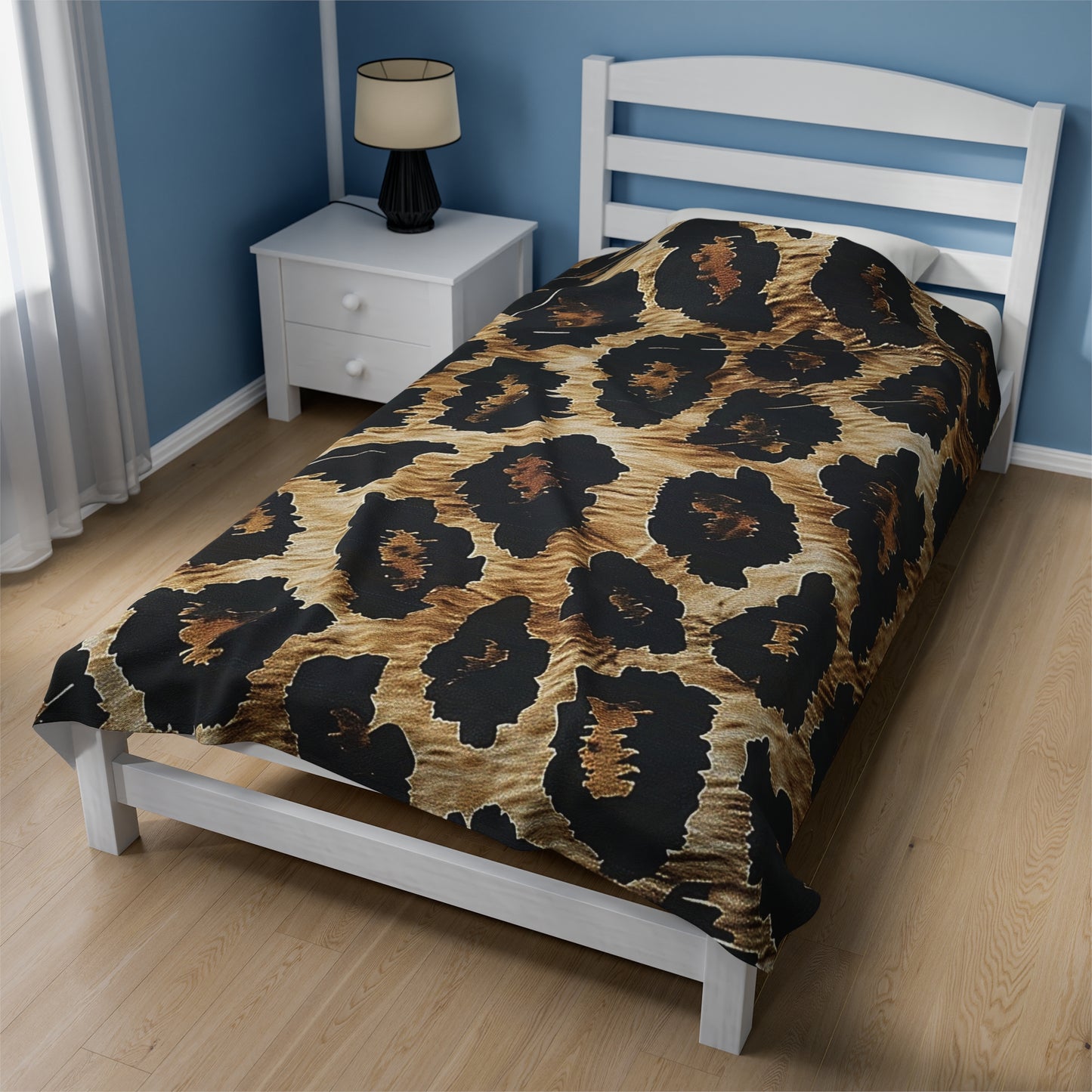Leopard Animal Print Velveteen Plush Blanket, Ultra-Soft, Customizable, and Cozy for Home or Gifts