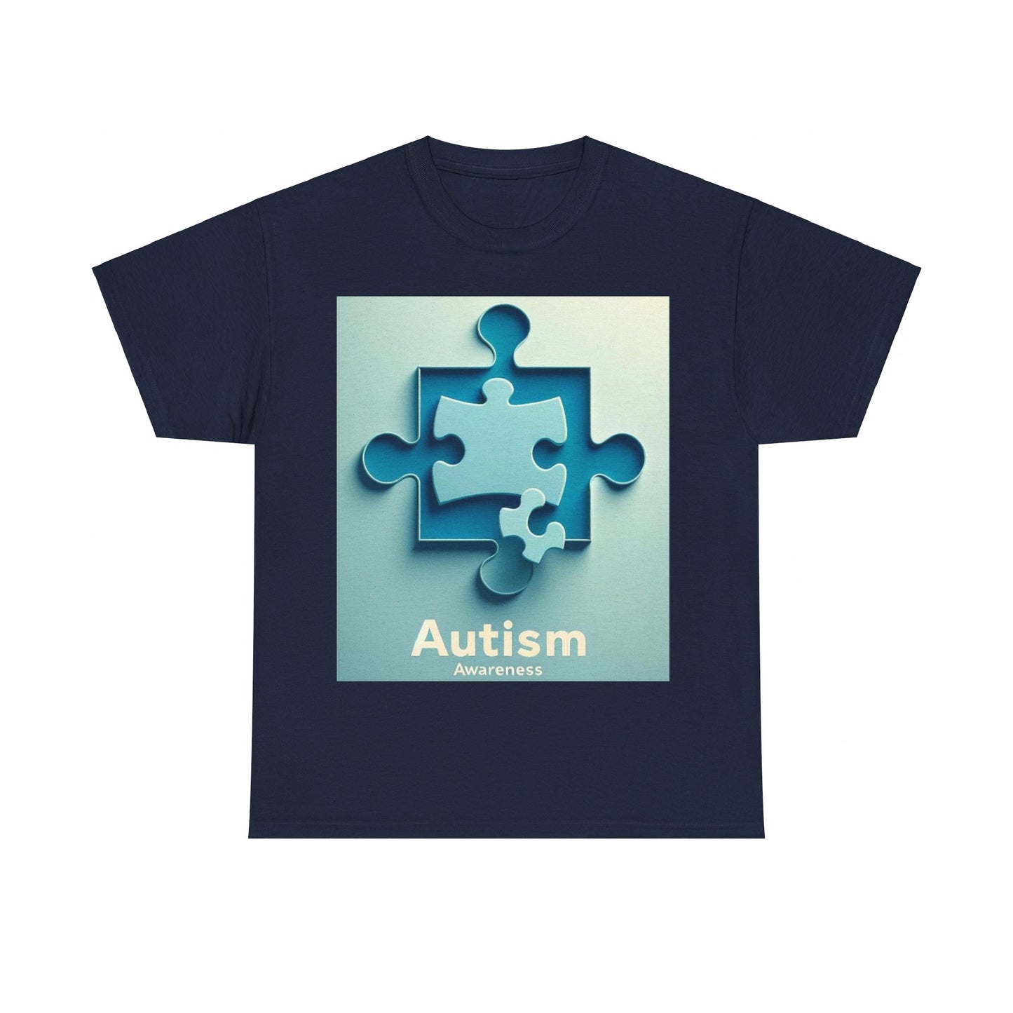 3D Puzzle Piece Autism Awareness Unisex Heavy Cotton Tee