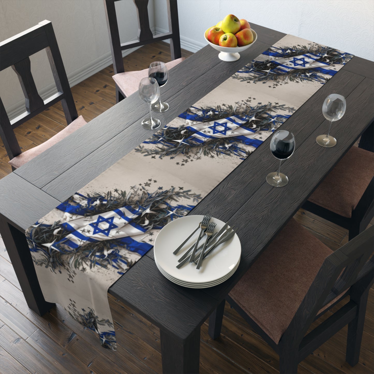 Israeli Flag Table Runner (Cotton, Poly)