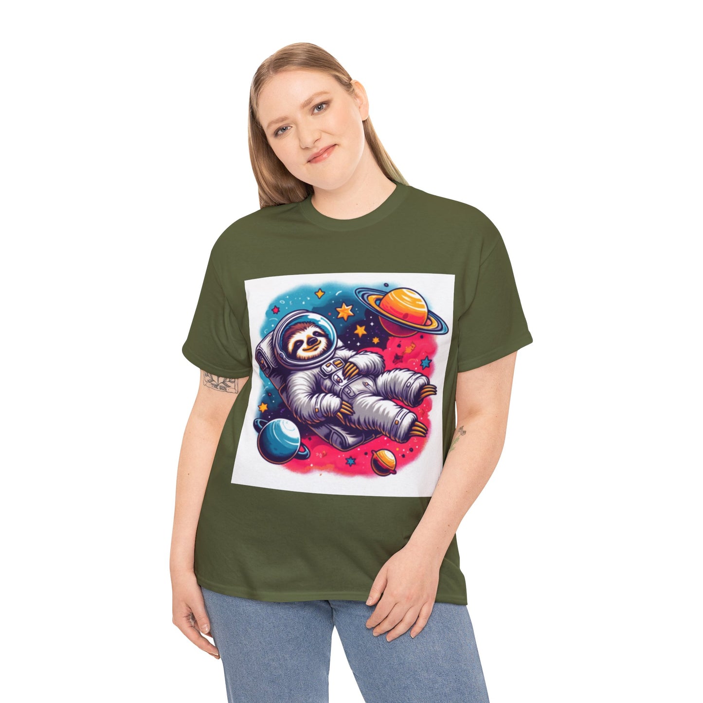 Sloth In Space Unisex Heavy Cotton Tee