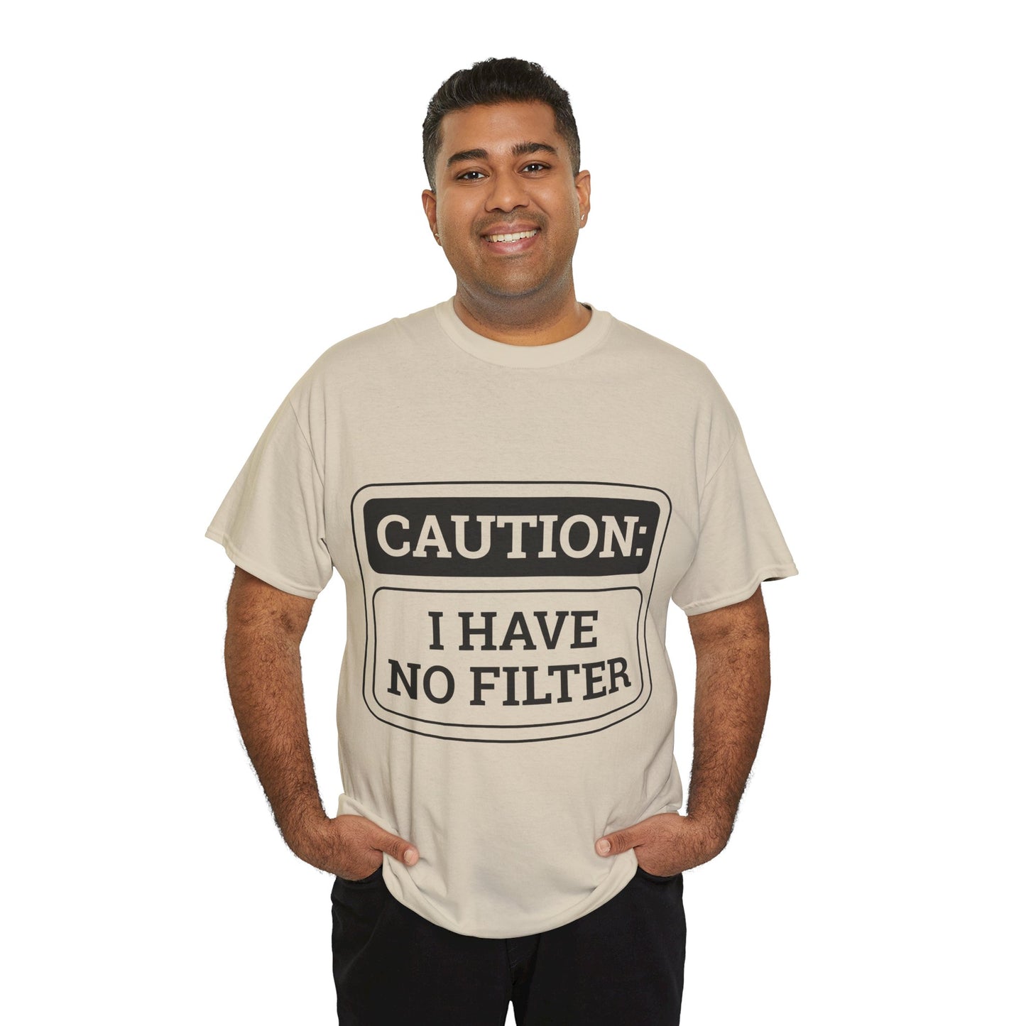 Caution I Have No Filter Unisex Heavy Cotton Tee