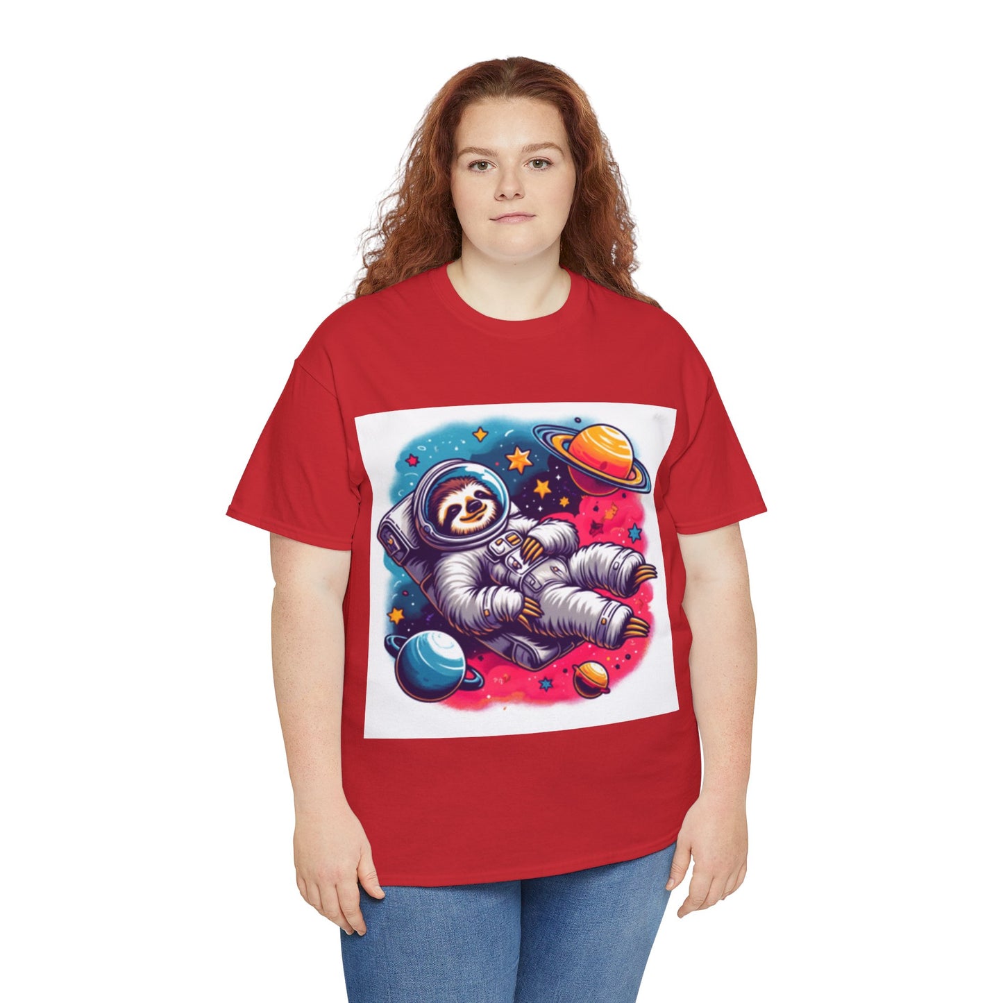 Sloth In Space Unisex Heavy Cotton Tee