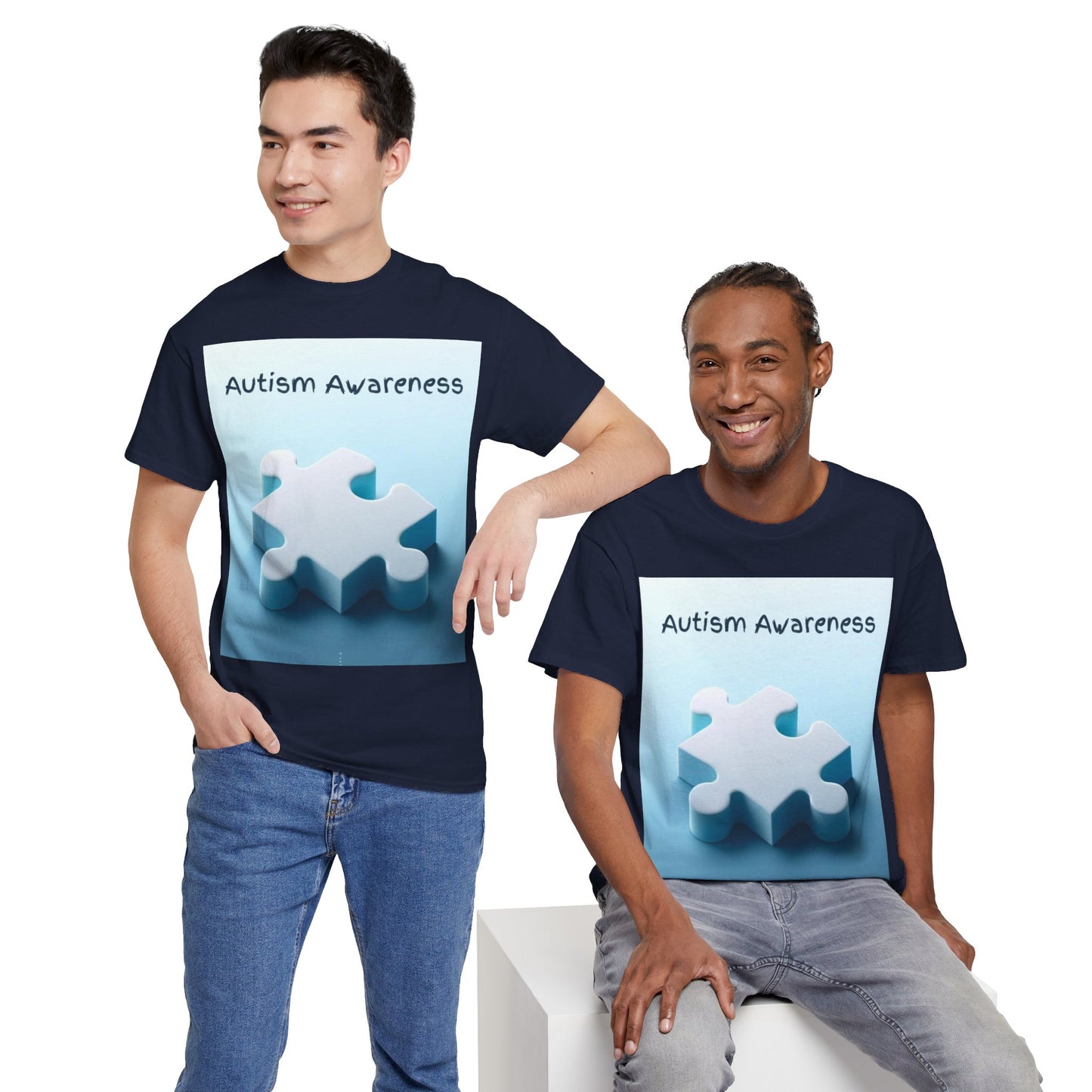 Autism Awareness Puzzle Piece Unisex Heavy Cotton Tee