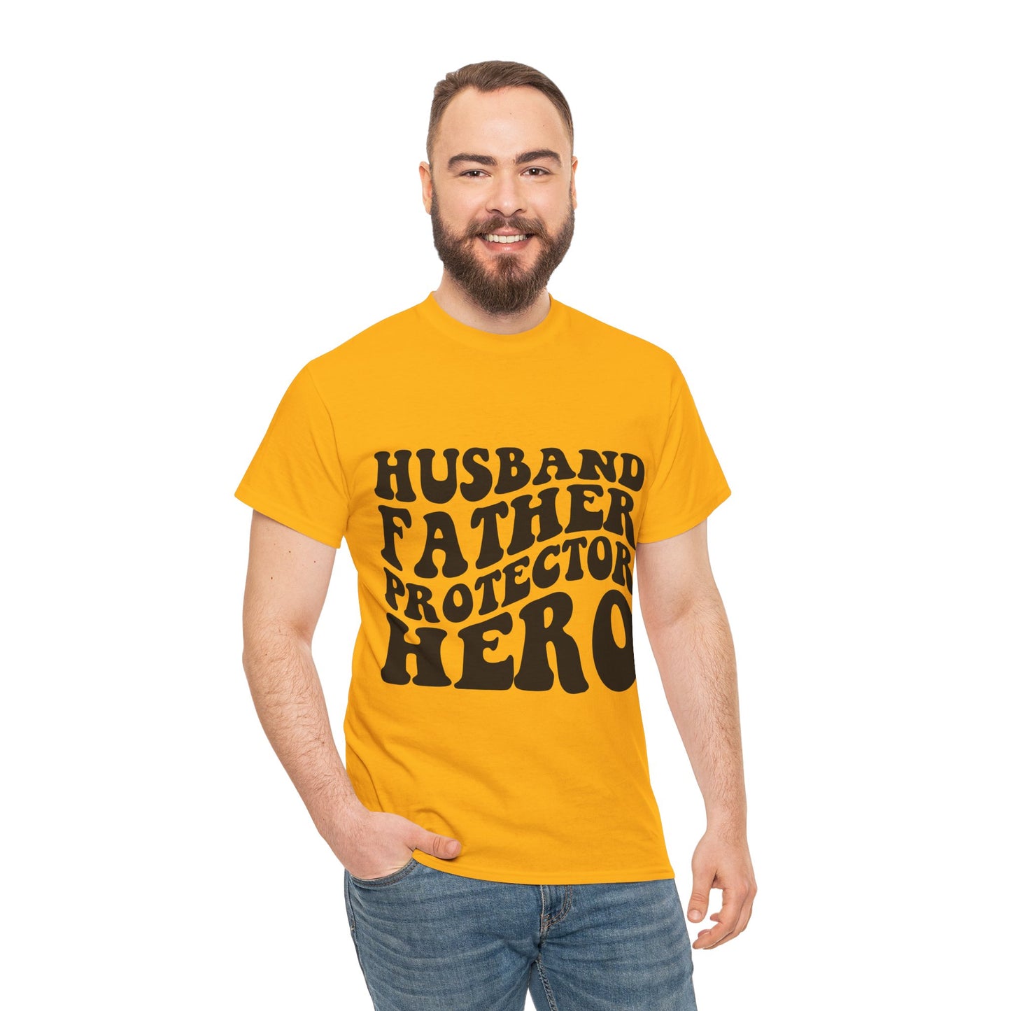 Husband Father Protector Hero Unisex Heavy Cotton Tee