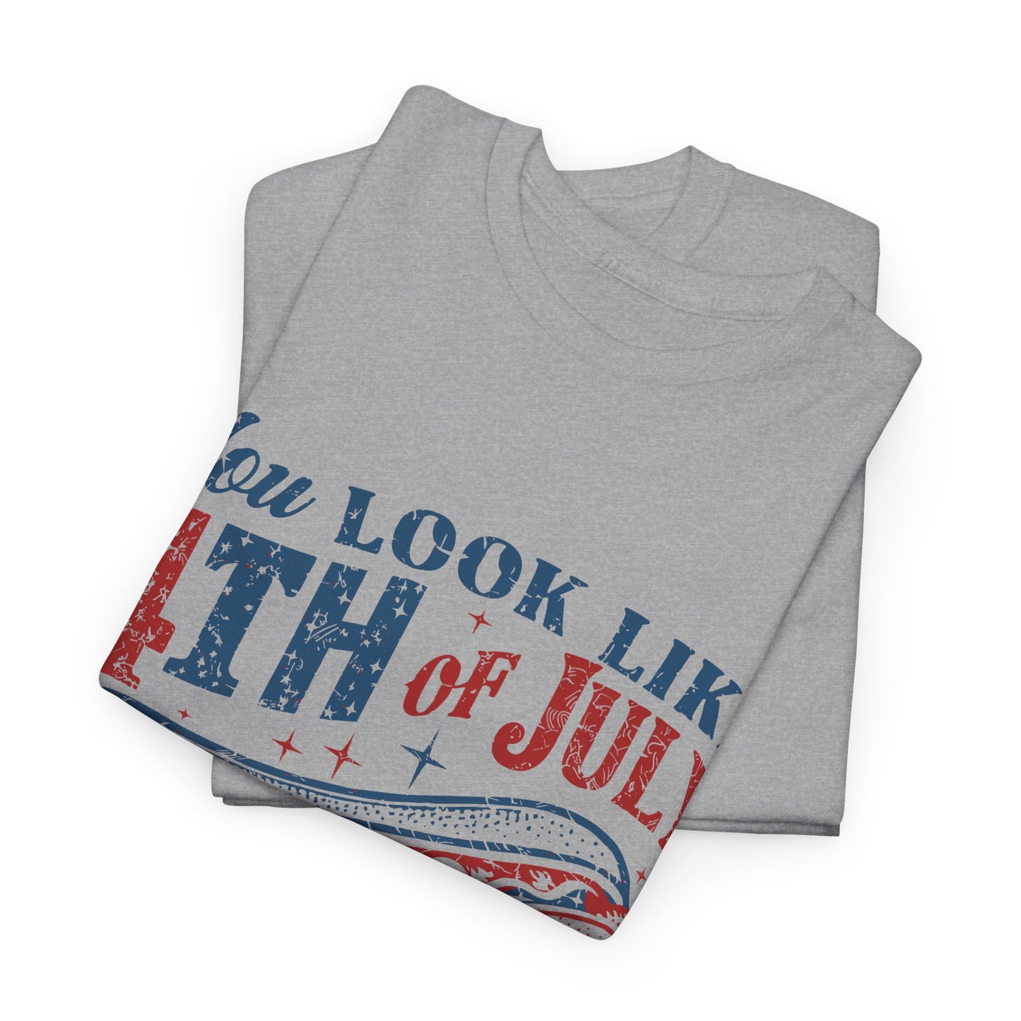 4th of July Hotdog Unisex Heavy Cotton Tee