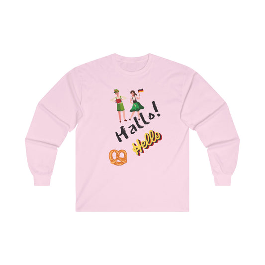 Hello in German Unisex Ultra Cotton Long Sleeve Tee