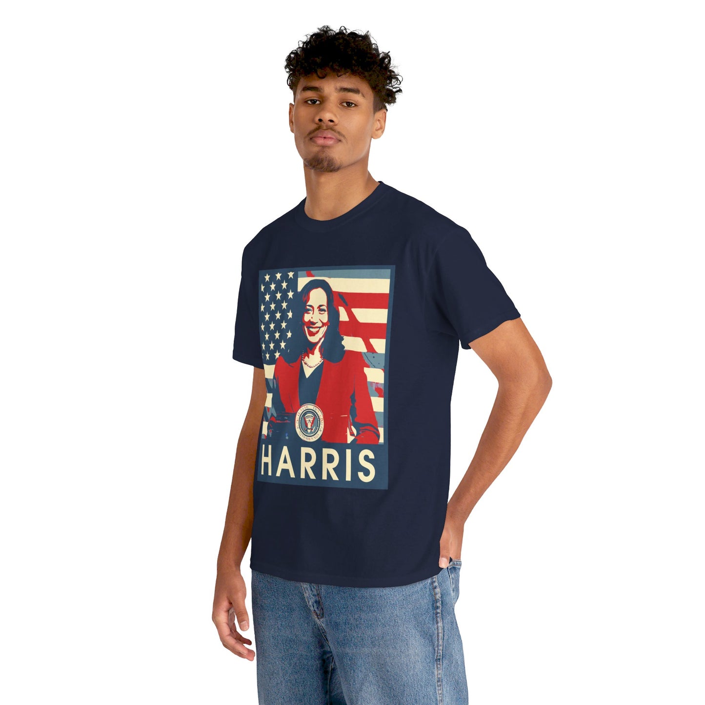 Kamala Harris American Flag Unisex Heavy Cotton Tee