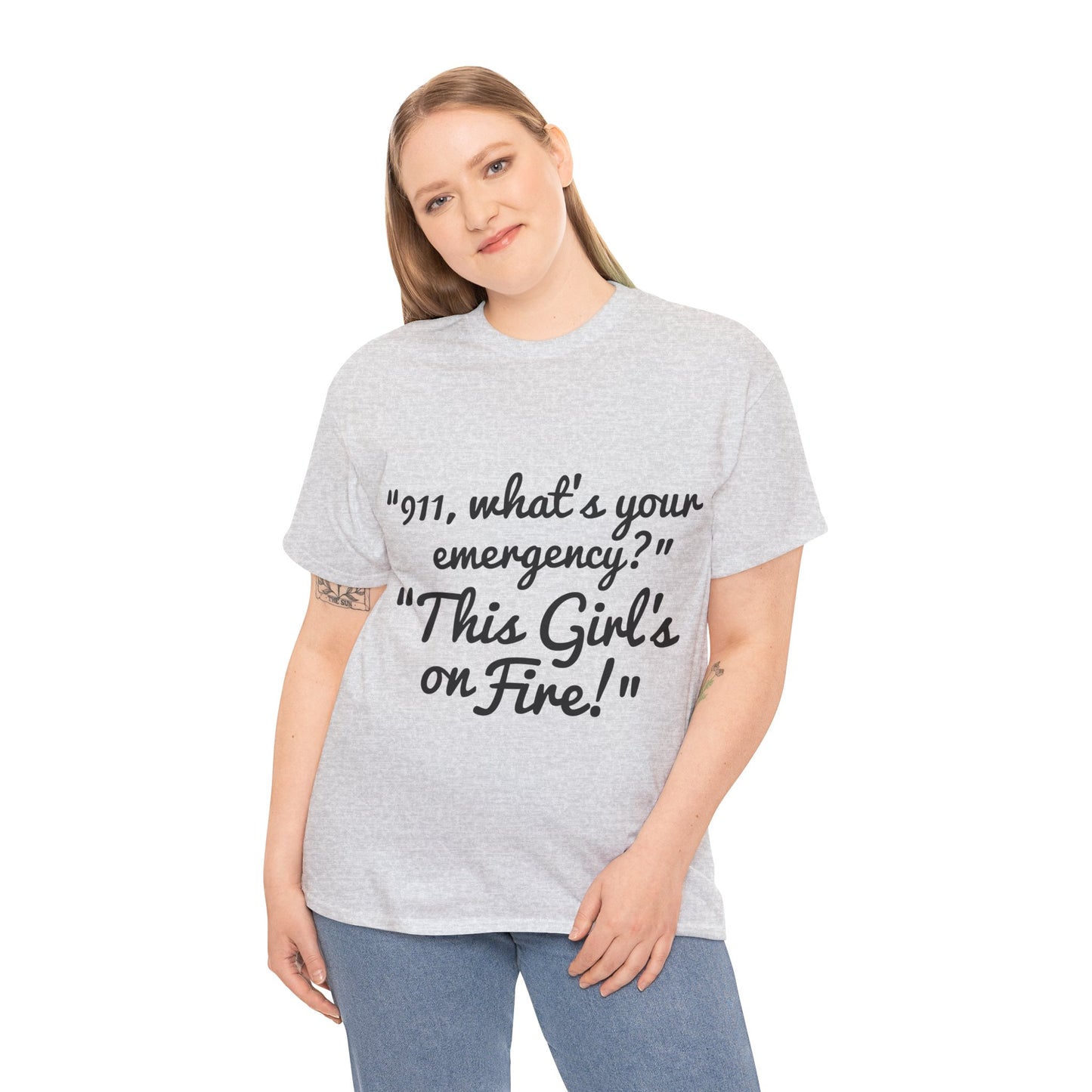 This Girl's On Fire Unisex Heavy Cotton Tee