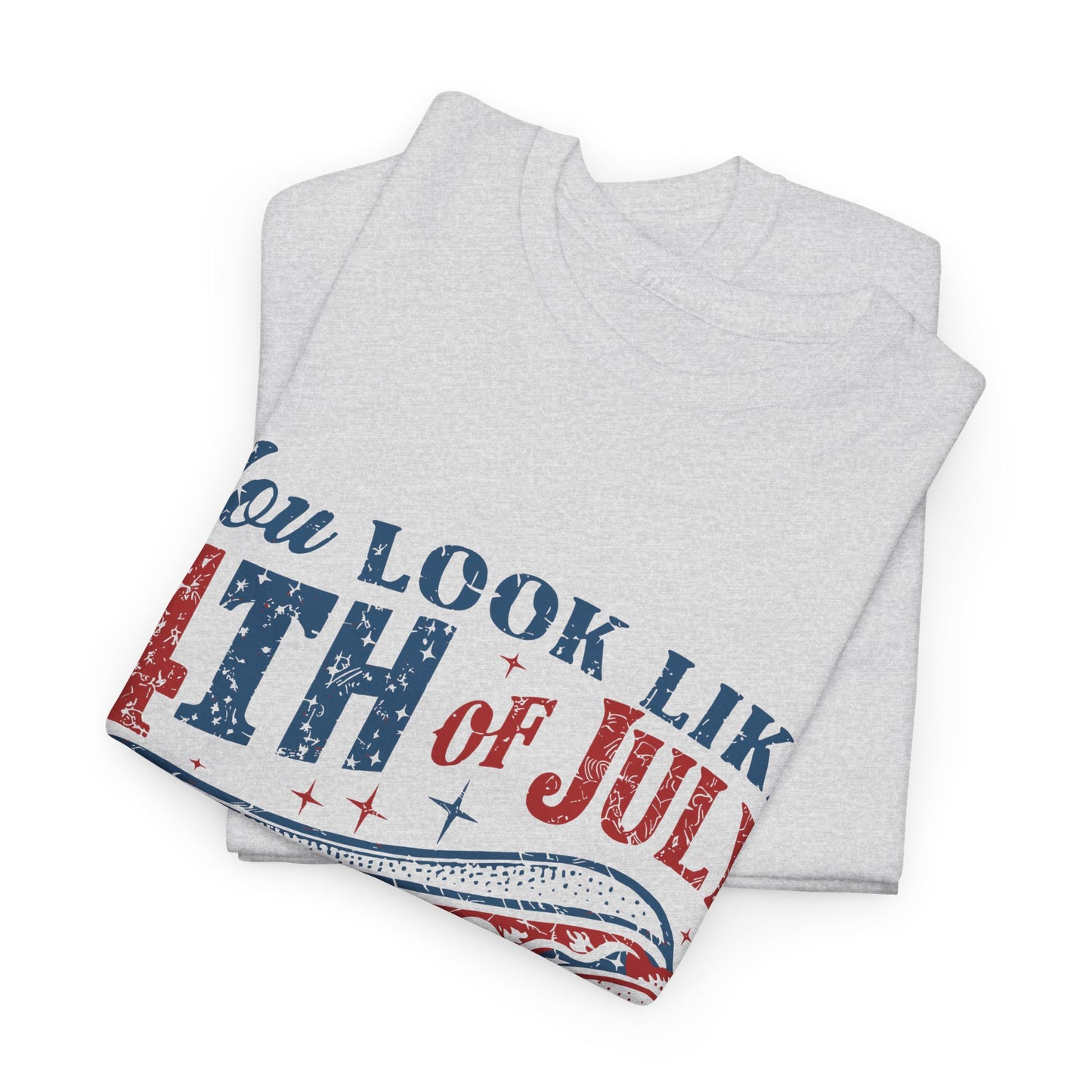 4th of July Hotdog Unisex Heavy Cotton Tee