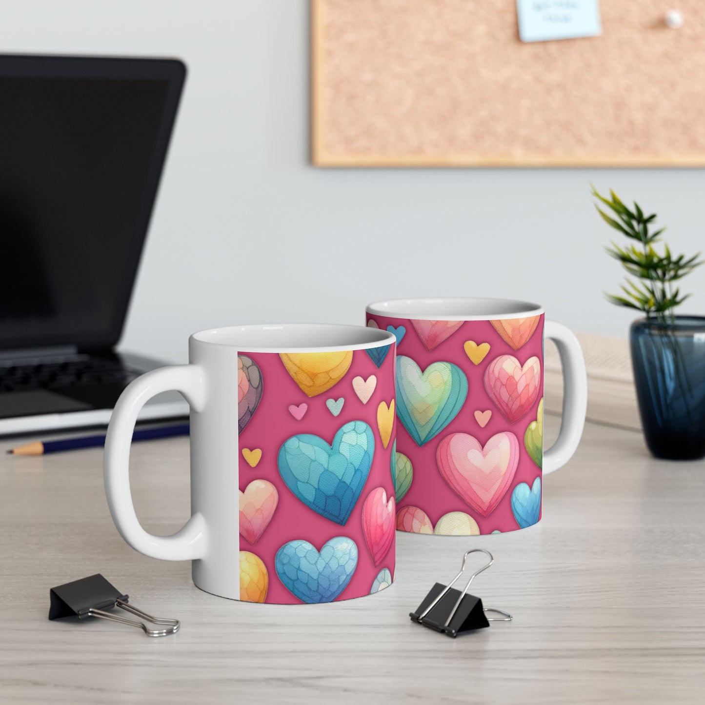 Pastel Hearts Mug Ceramic Mug, (11oz, 15oz)