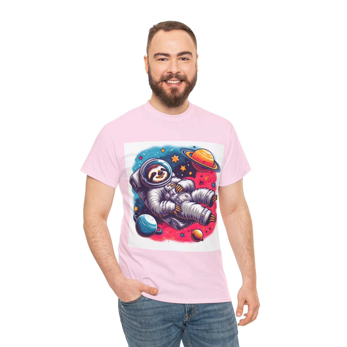 Sloth In Space Unisex Heavy Cotton Tee