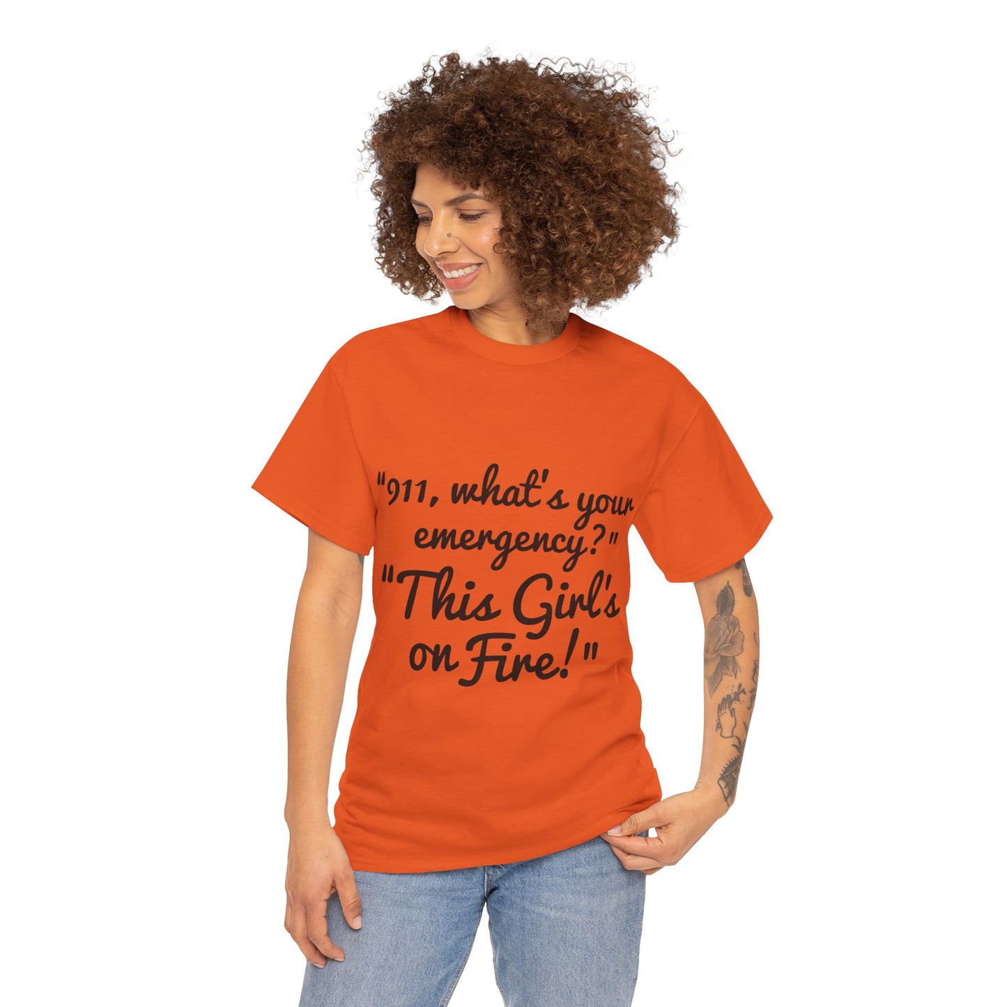 This Girl's On Fire Unisex Heavy Cotton Tee