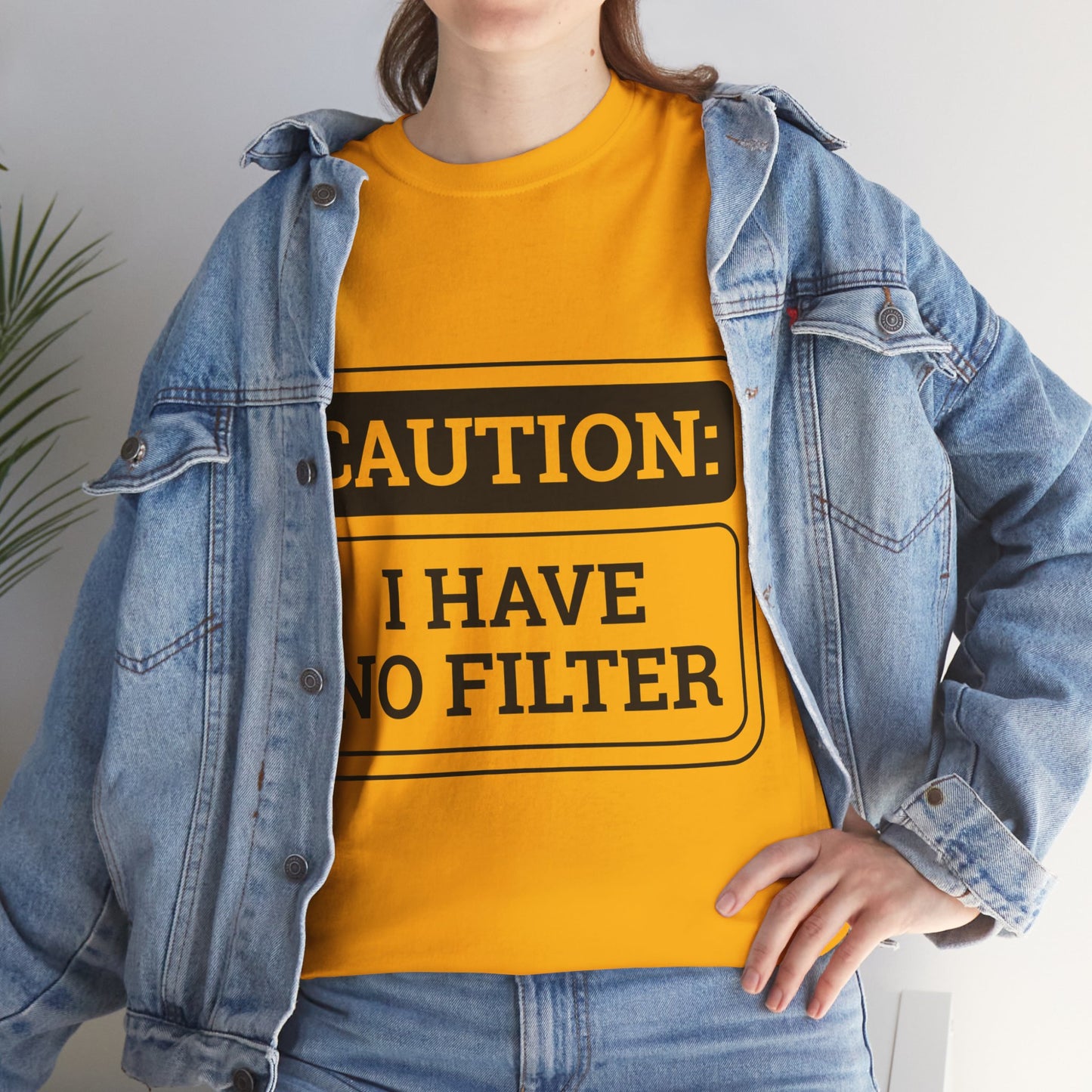 Caution I Have No Filter Unisex Heavy Cotton Tee