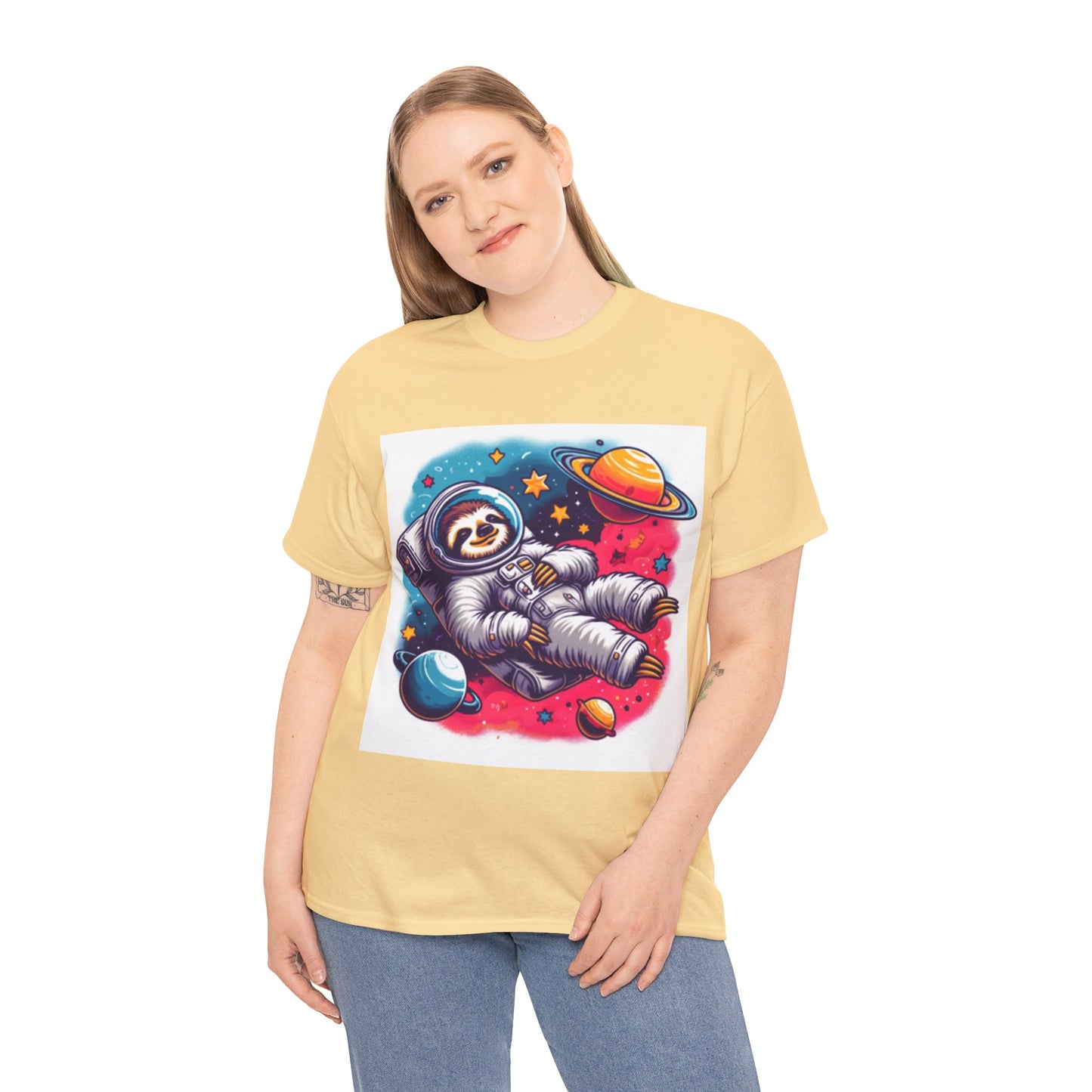 Sloth In Space Unisex Heavy Cotton Tee