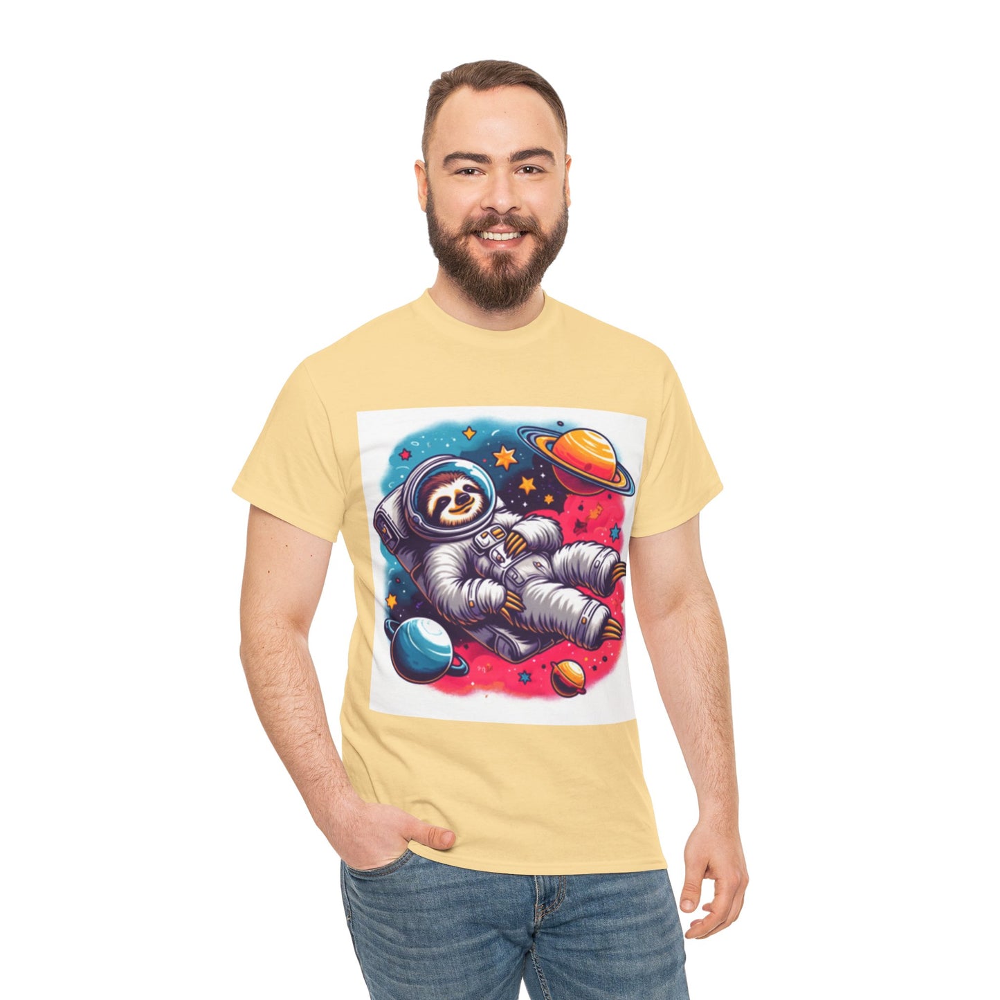 Sloth In Space Unisex Heavy Cotton Tee