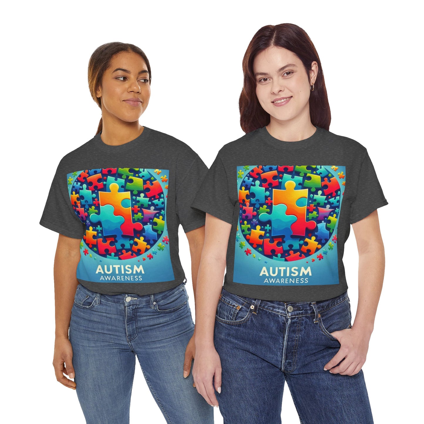 Puzzle Circle Autism Awareness Unisex Heavy Cotton Tee