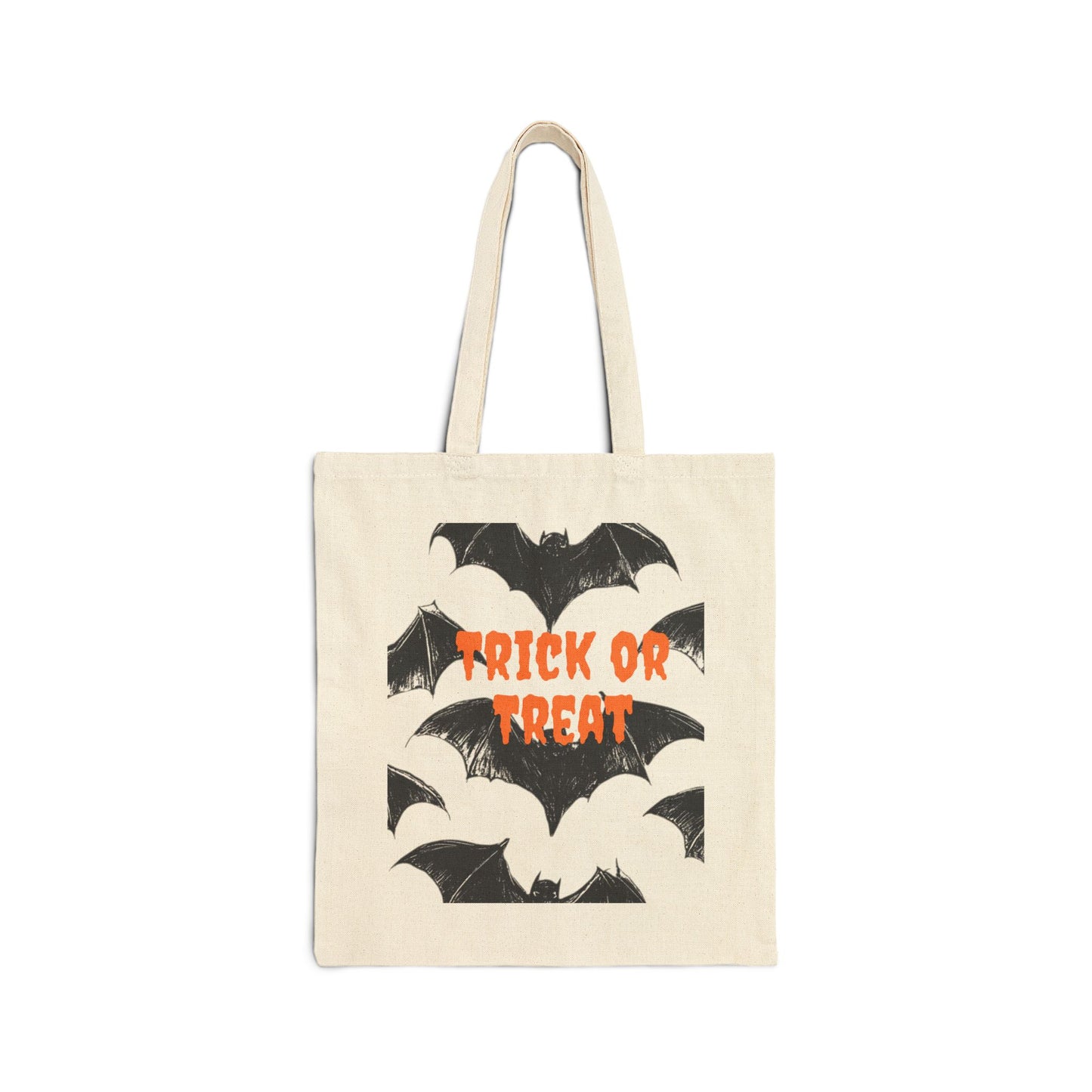 Bat Halloween Trick or Treat Cotton Canvas Tote Bag