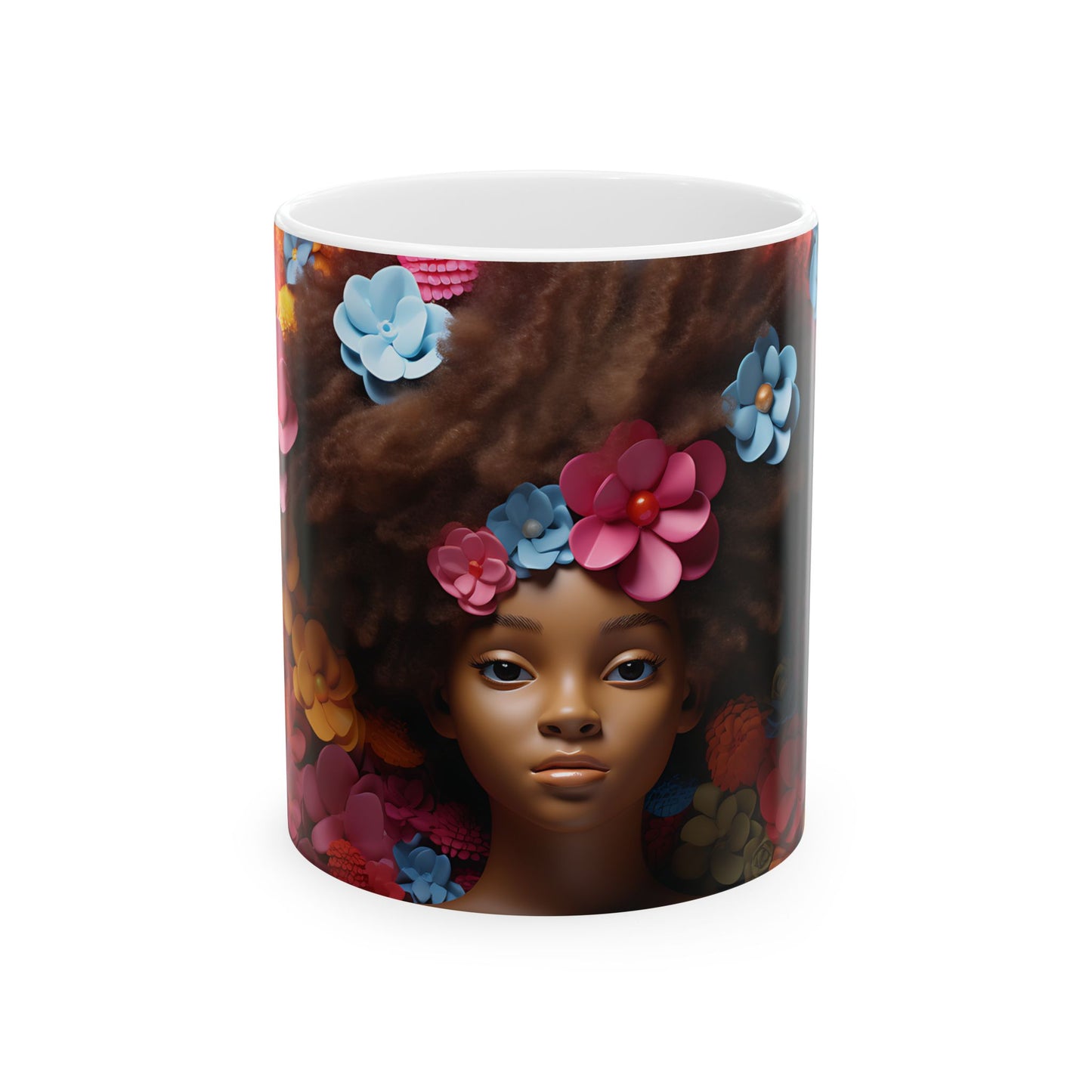 Pastel Flower Girl Ceramic Mug, (11oz, 15oz)