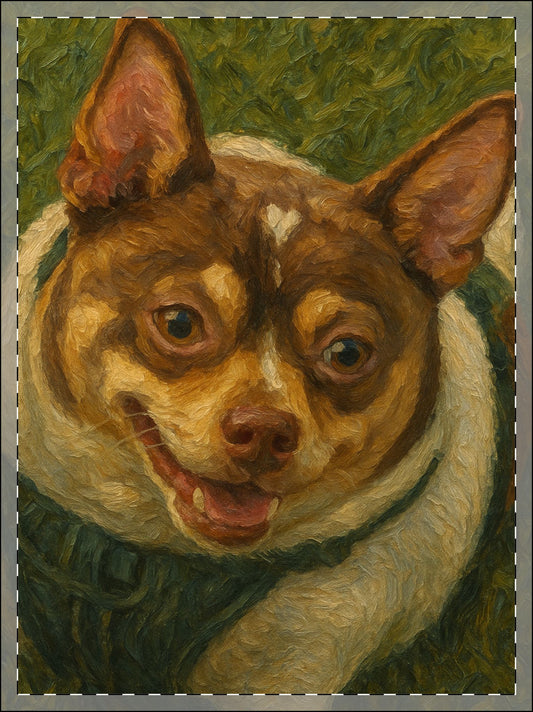 Whimsical Dog Portrait Turned Into An Oil Painting Framed Poster - Multi-Color Home Decor for Dog Lovers