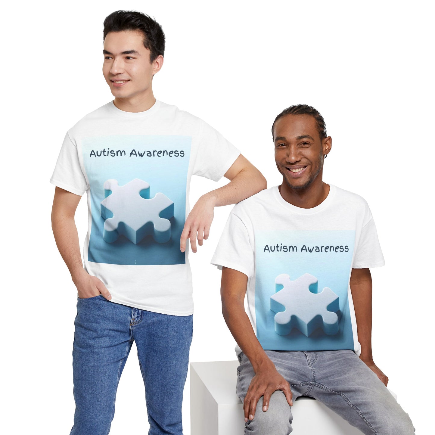 Autism Awareness Puzzle Piece Unisex Heavy Cotton Tee