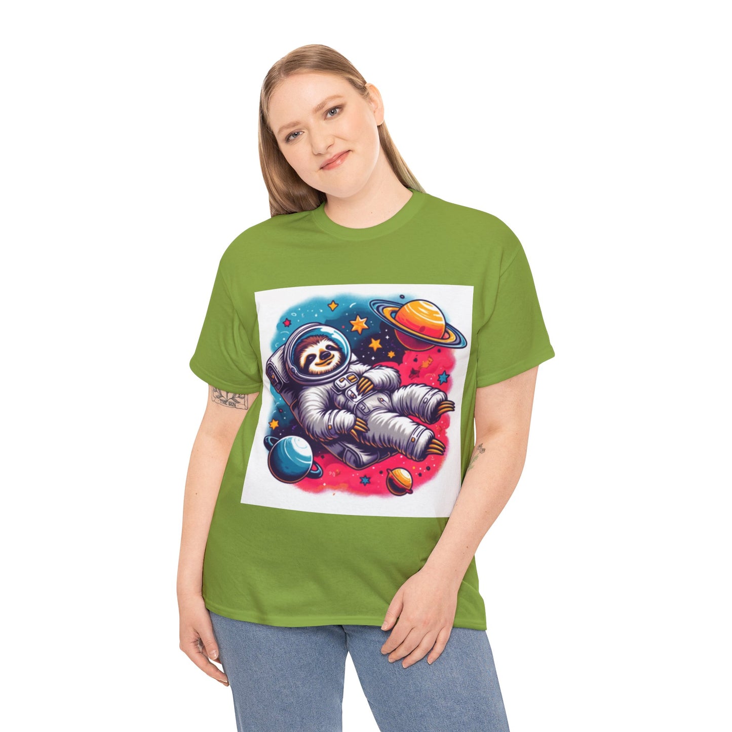 Sloth In Space Unisex Heavy Cotton Tee