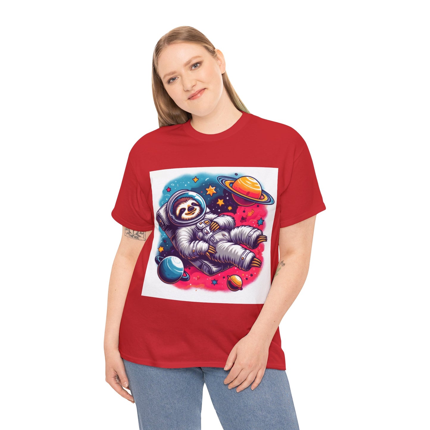 Sloth In Space Unisex Heavy Cotton Tee