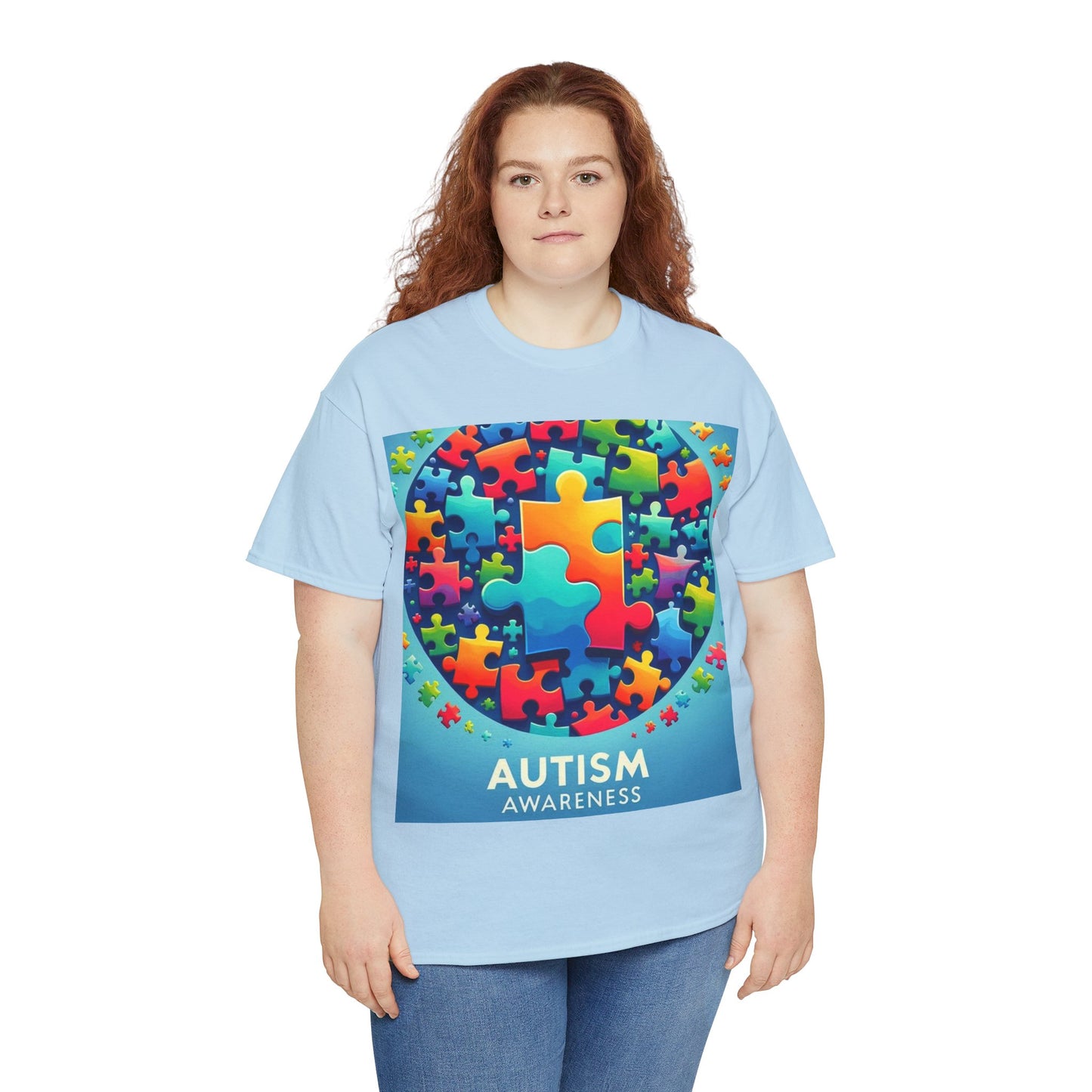 Puzzle Circle Autism Awareness Unisex Heavy Cotton Tee