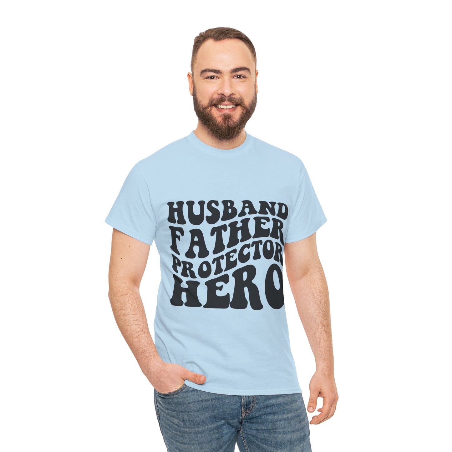 Husband Father Protector Hero Unisex Heavy Cotton Tee