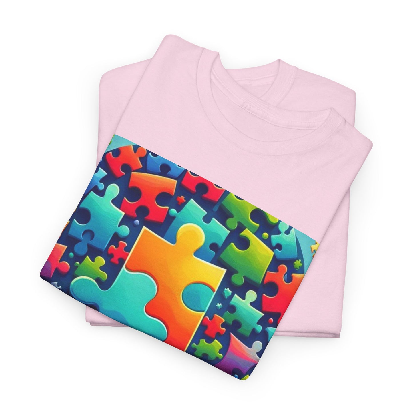 Puzzle Circle Autism Awareness Unisex Heavy Cotton Tee