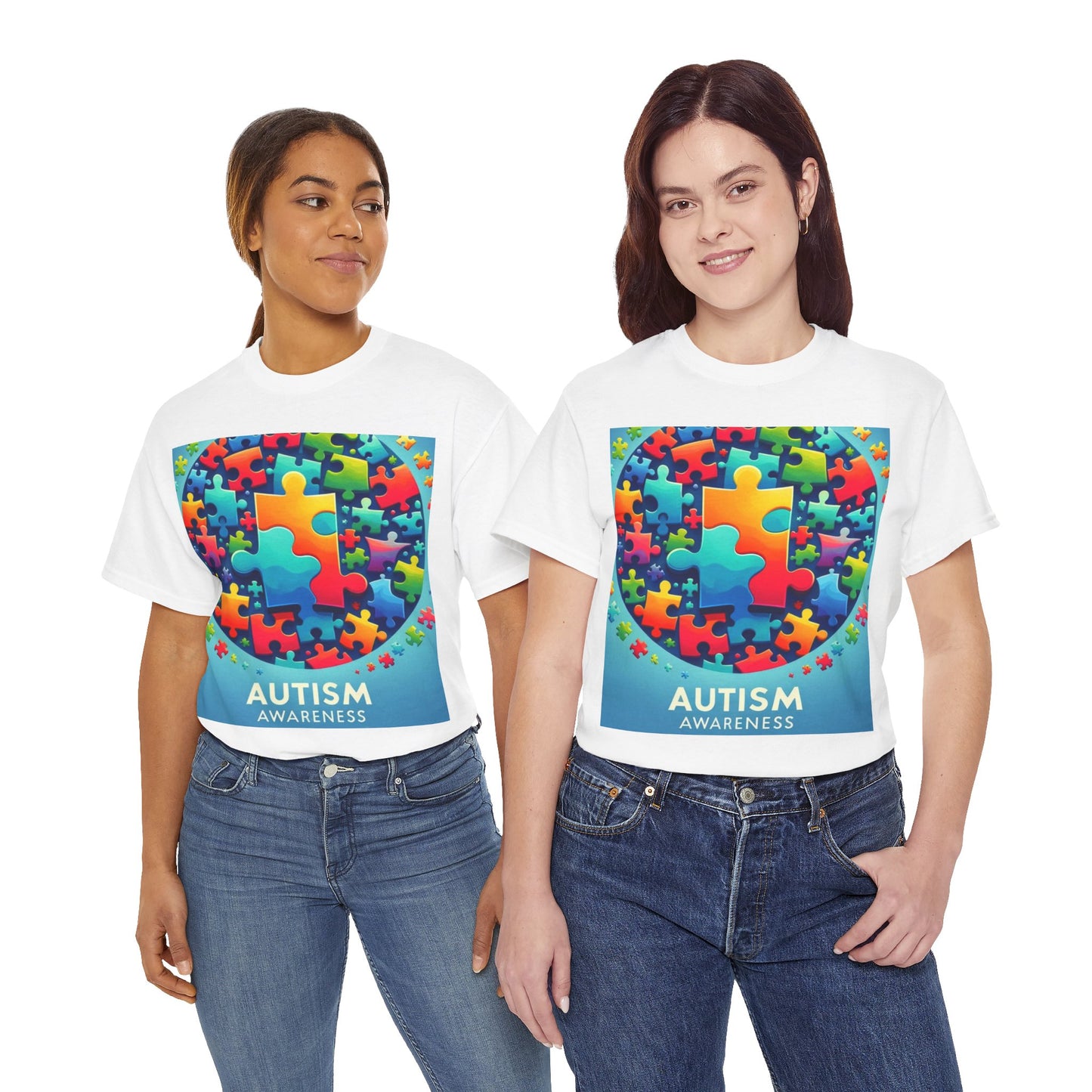 Puzzle Circle Autism Awareness Unisex Heavy Cotton Tee