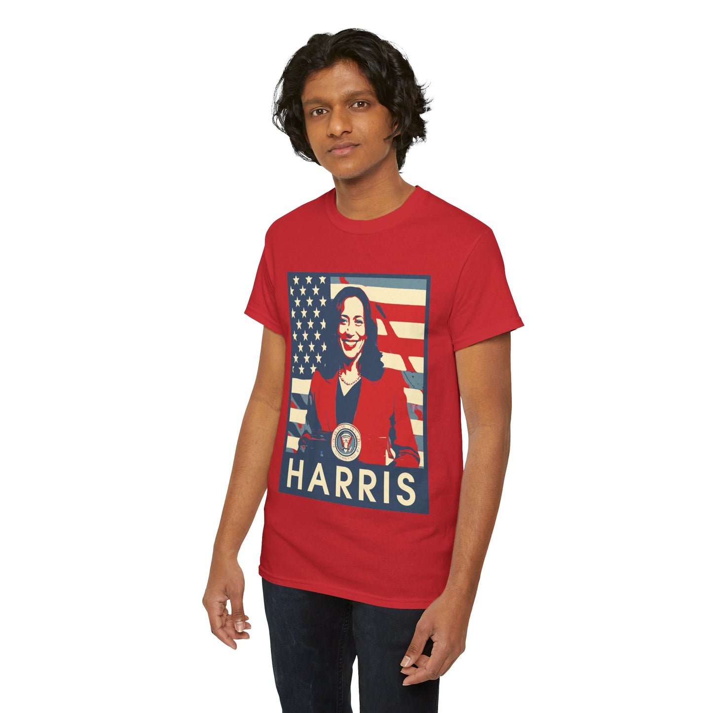 Kamala Harris American Flag Unisex Heavy Cotton Tee