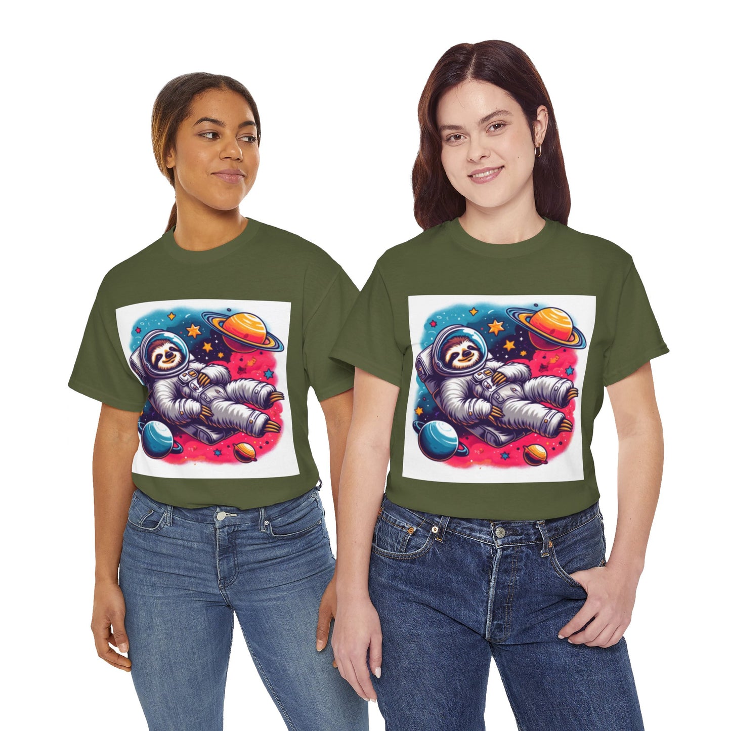 Sloth In Space Unisex Heavy Cotton Tee