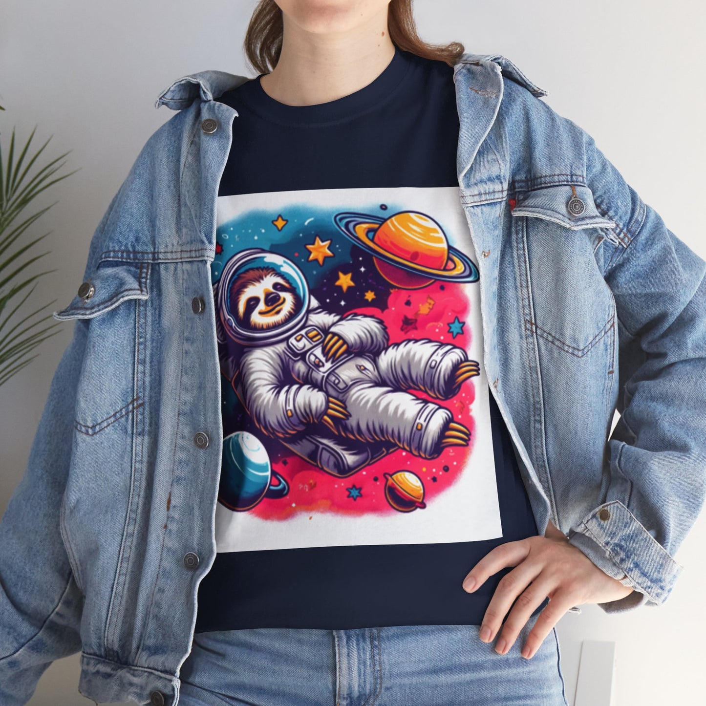 Sloth In Space Unisex Heavy Cotton Tee