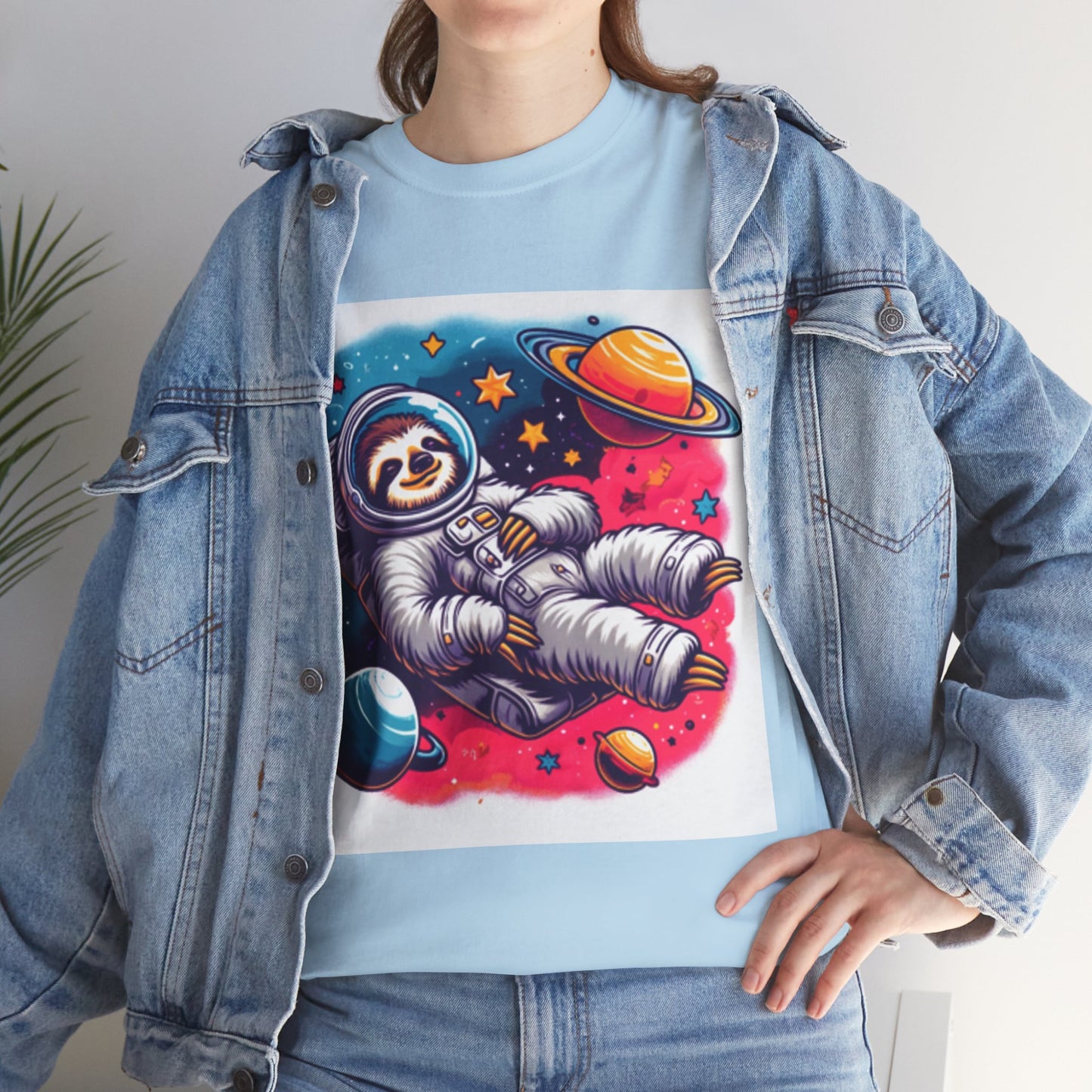 Sloth In Space Unisex Heavy Cotton Tee