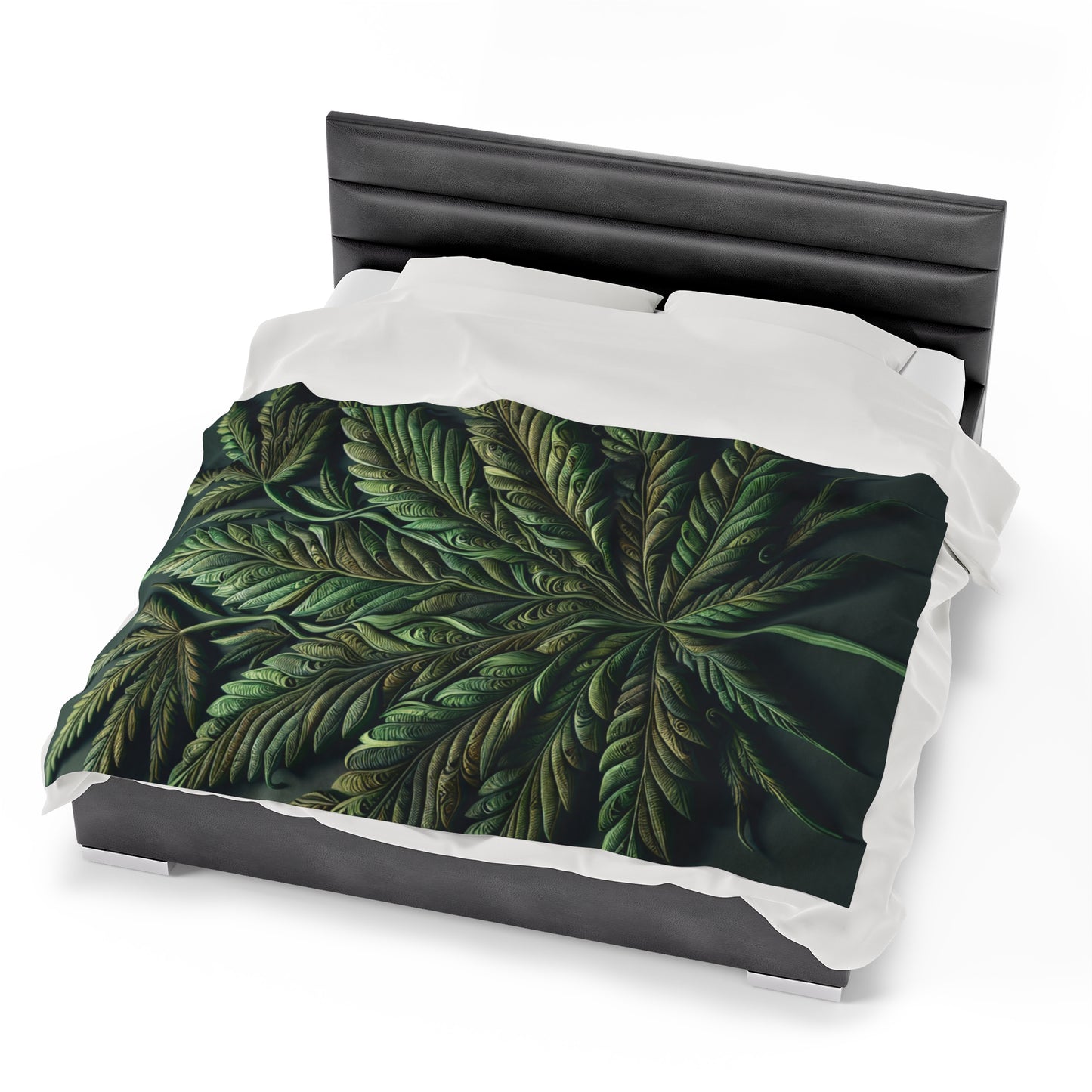 Cannabis Leaf Velveteen Plush Blanket, Ultra-Soft, Customizable, and Cozy for Home or Gifts