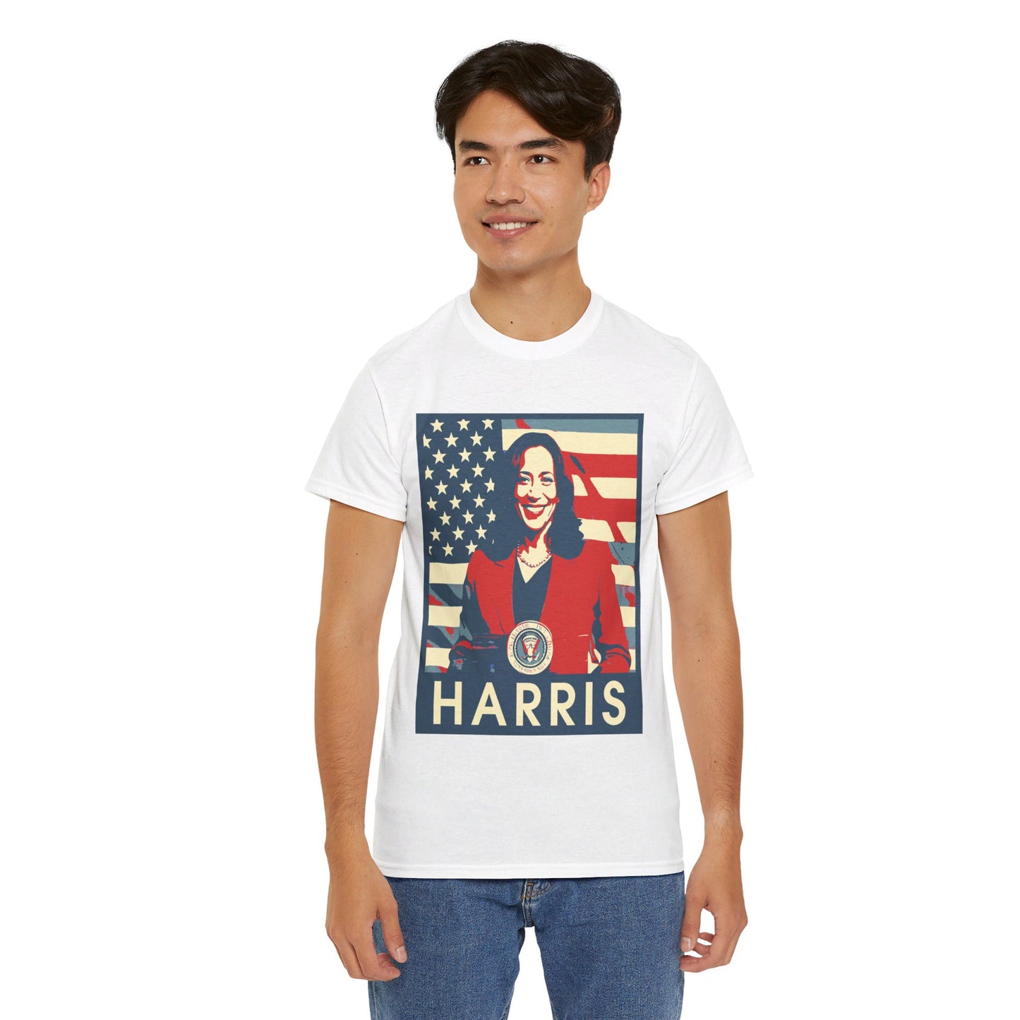 Kamala Harris American Flag Unisex Heavy Cotton Tee