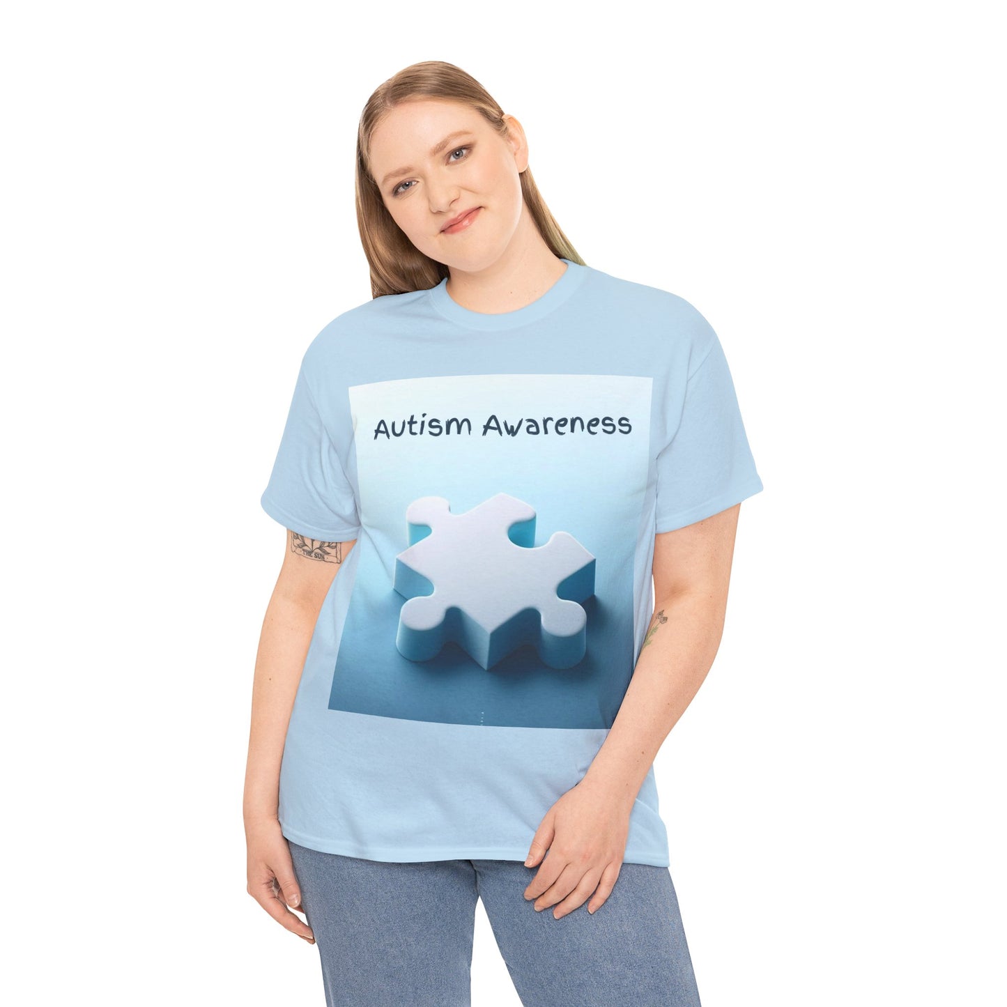 Autism Awareness Puzzle Piece Unisex Heavy Cotton Tee