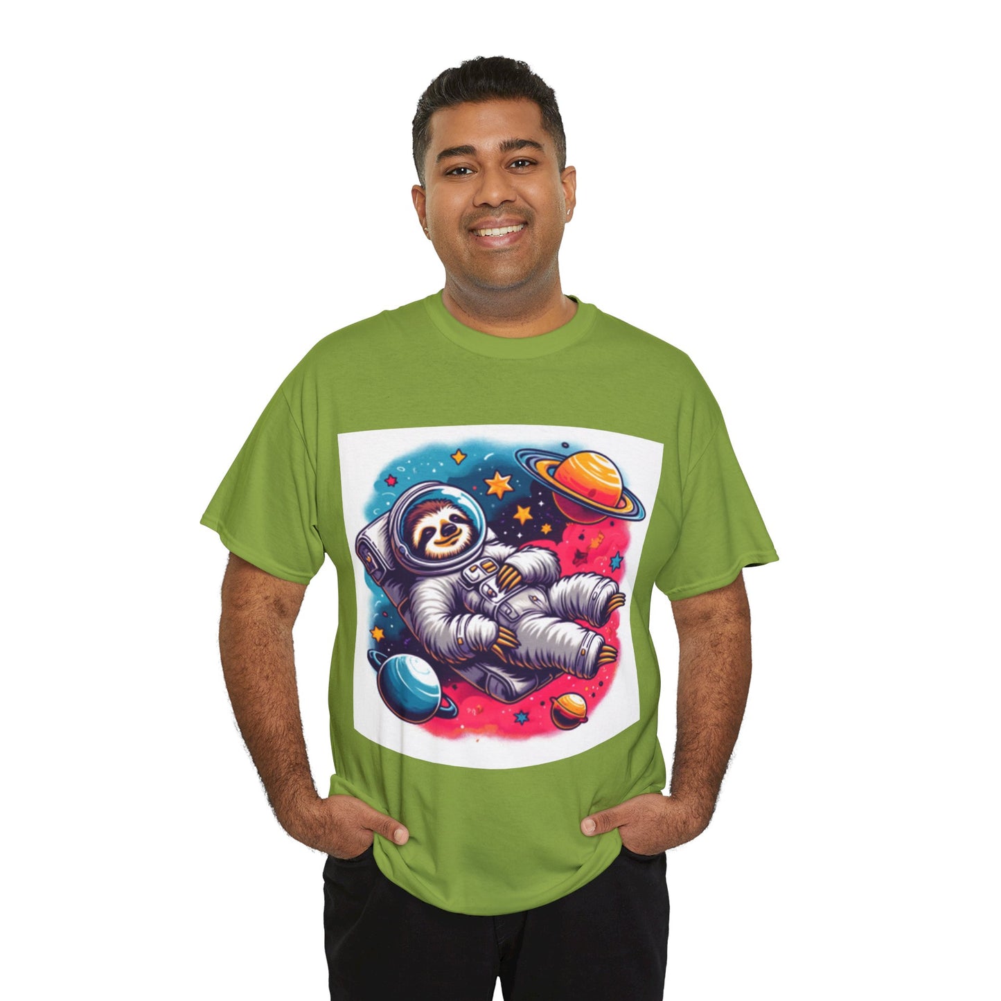 Sloth In Space Unisex Heavy Cotton Tee