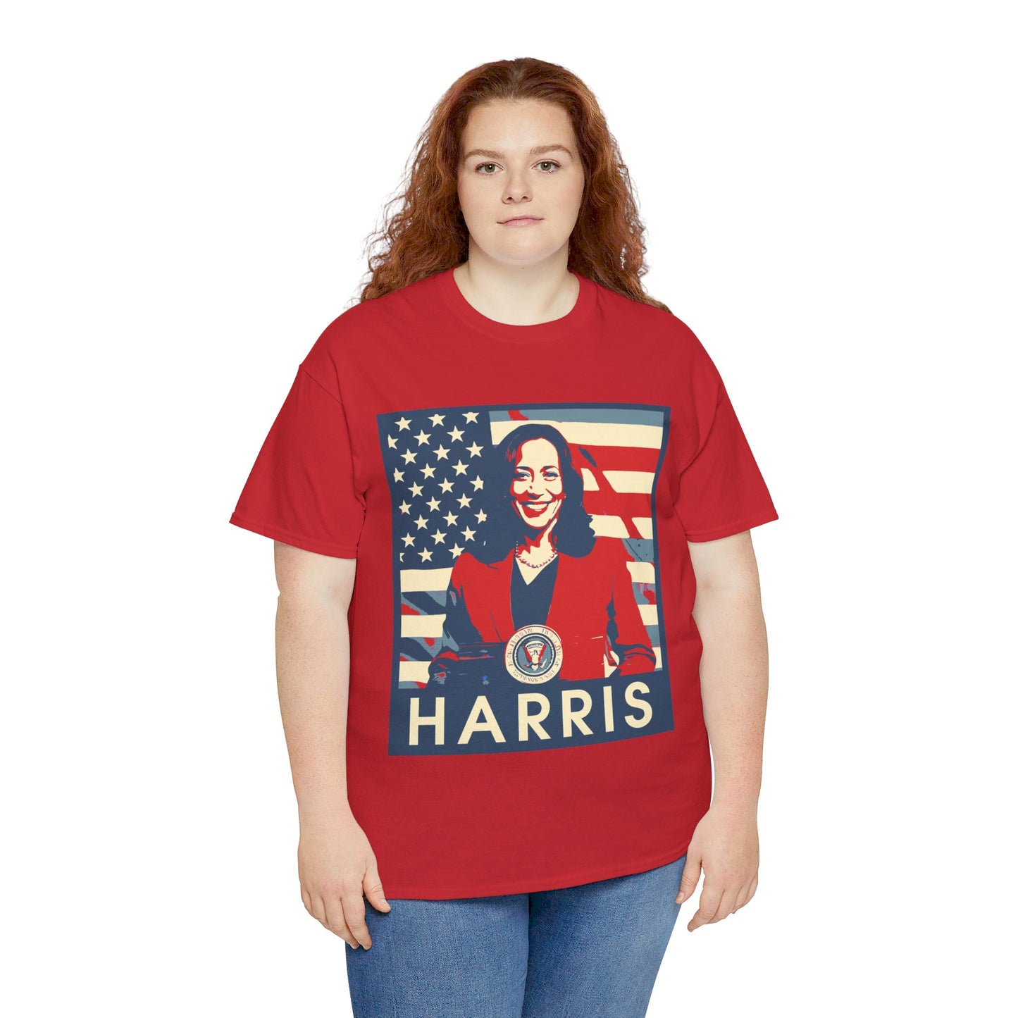 Kamala Harris American Flag Unisex Heavy Cotton Tee