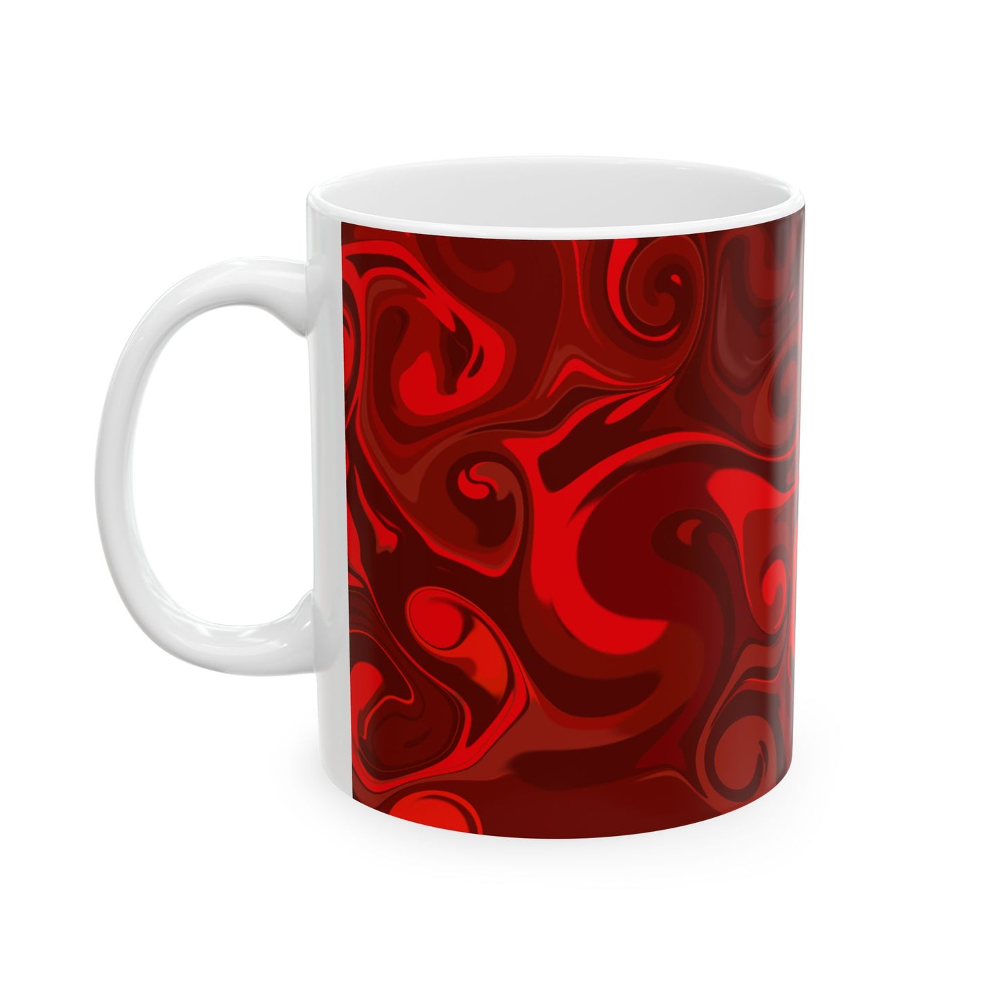 Red Wave Ceramic Mug, (11oz, 15oz)