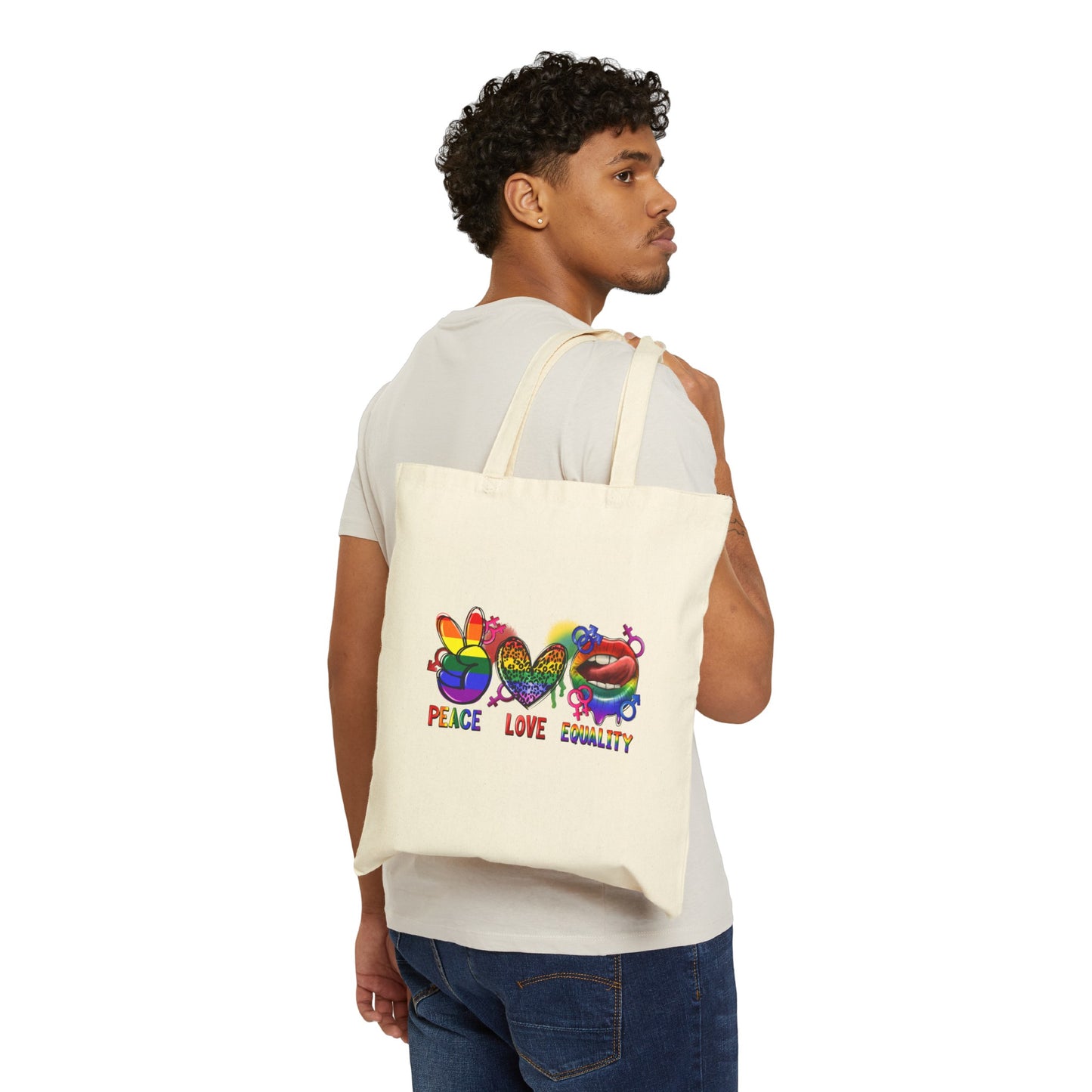 Peace Love Equality Cotton Canvas Tote Bag