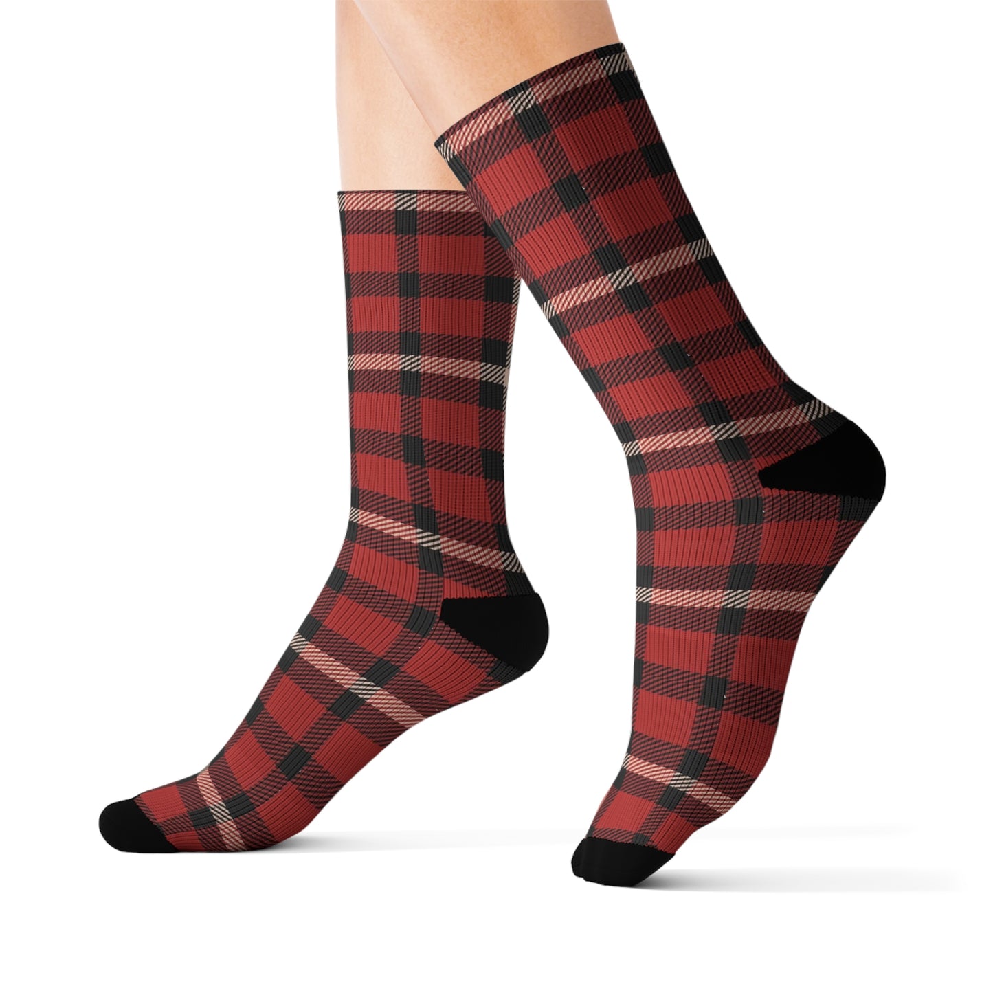 Red and Black Plaid Christmas Sublimation Socks