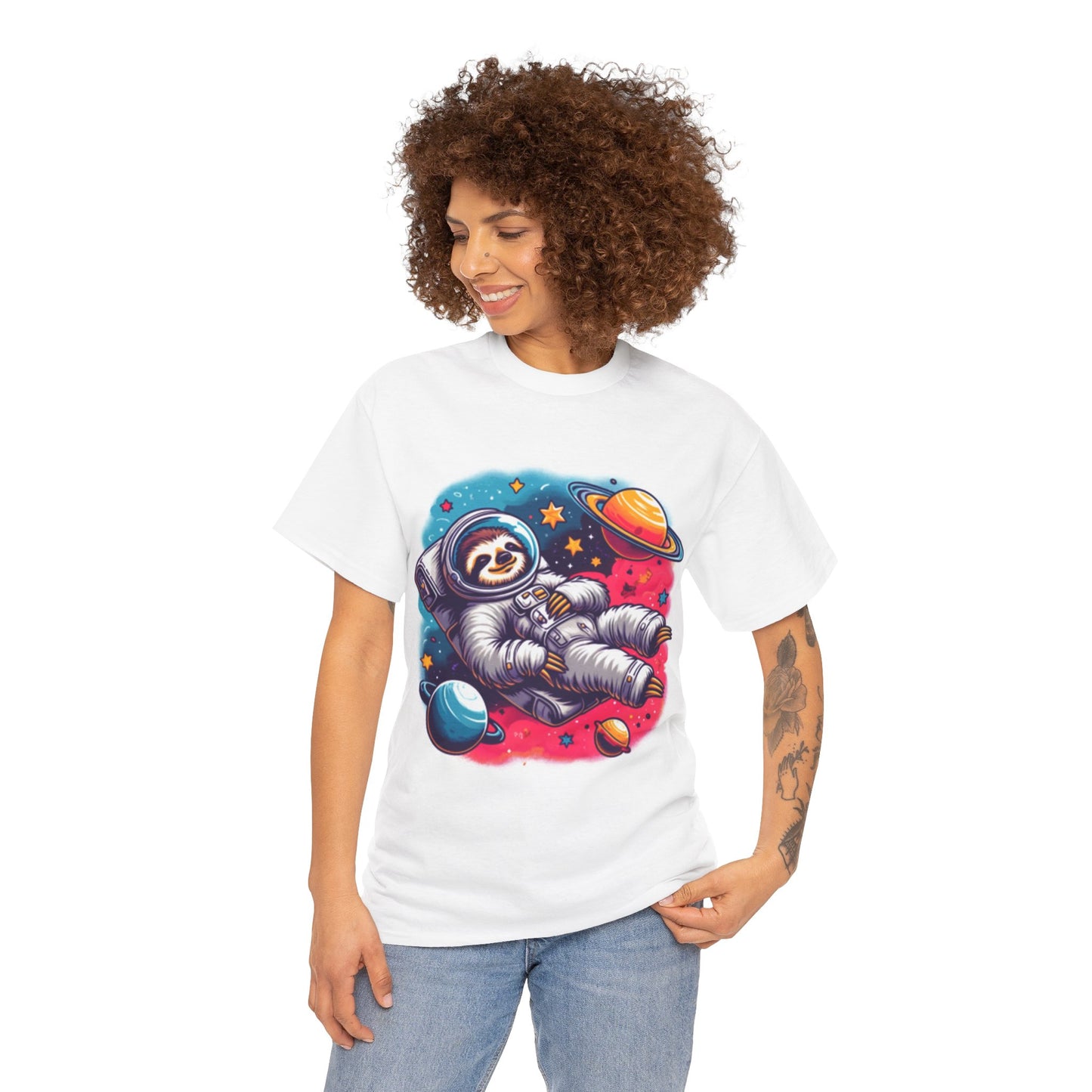 Sloth In Space Unisex Heavy Cotton Tee