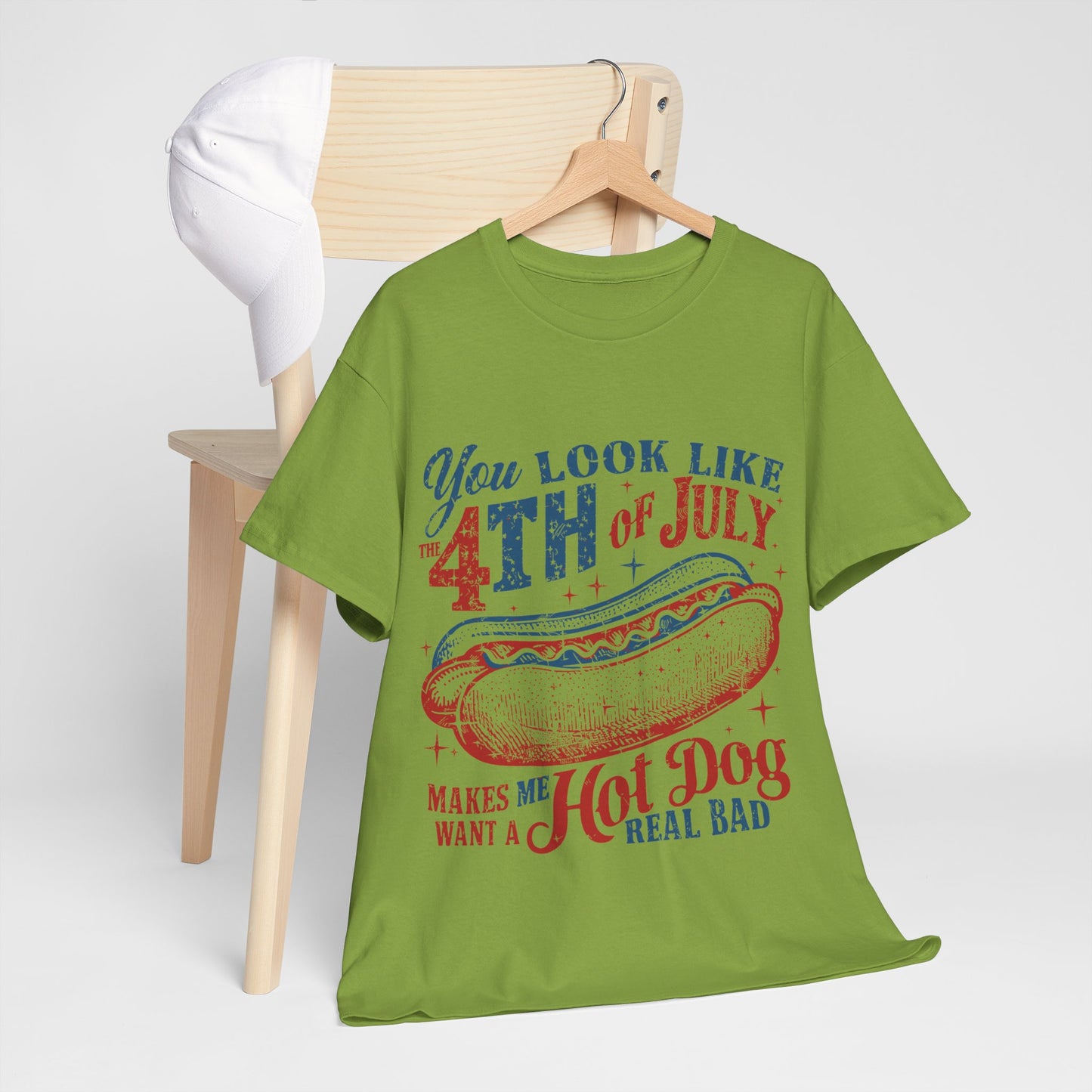 4th of July Hotdog Unisex Heavy Cotton Tee