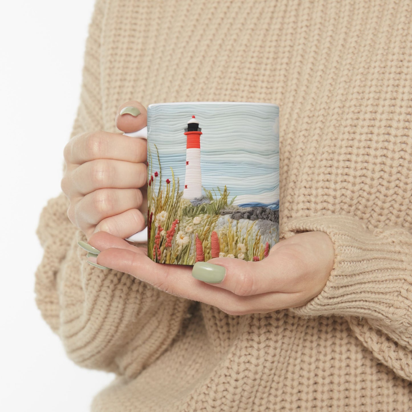 Seaside Lighthouse Ceramic Mug, (11oz, 15oz)