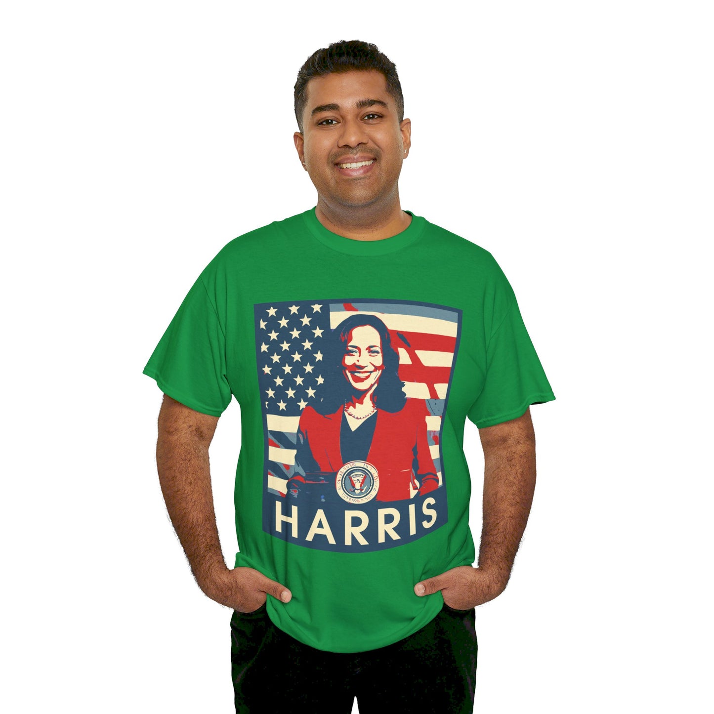 Kamala Harris American Flag Unisex Heavy Cotton Tee