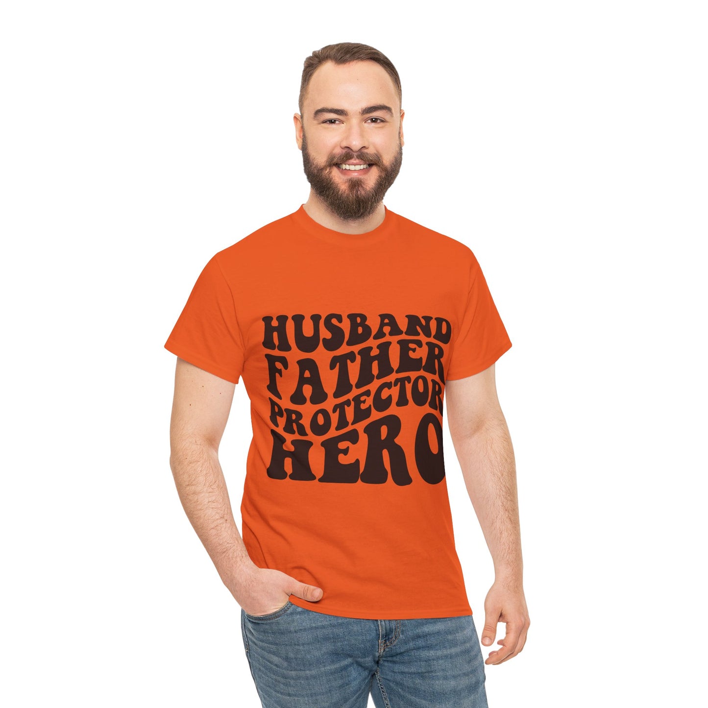 Husband Father Protector Hero Unisex Heavy Cotton Tee