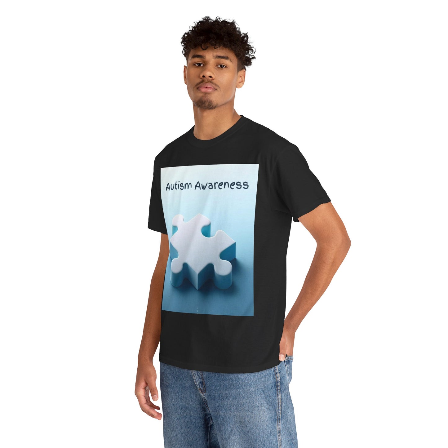 Autism Awareness Puzzle Piece Unisex Heavy Cotton Tee