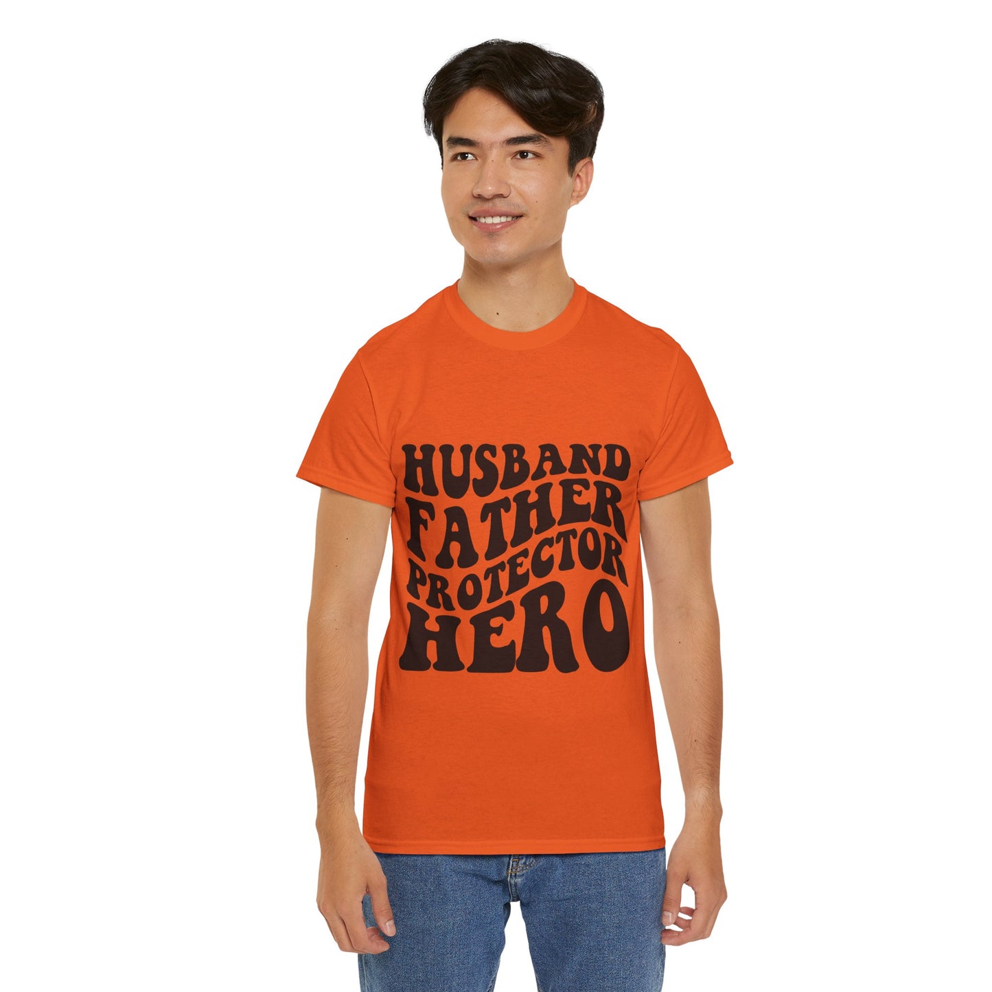 Husband Father Protector Hero Unisex Heavy Cotton Tee